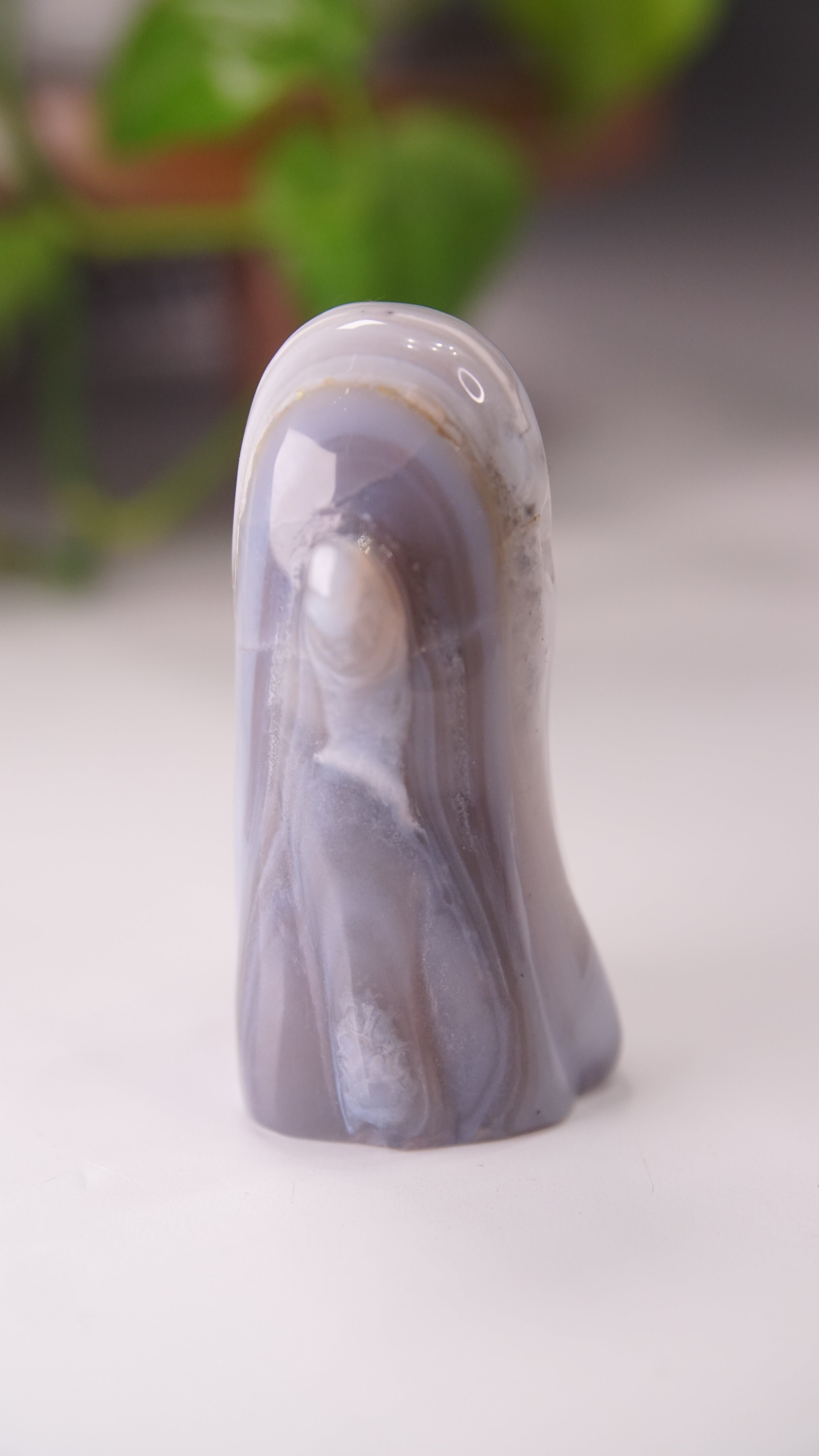 Druzy Agate Hand Carved Ghost Carving (A)