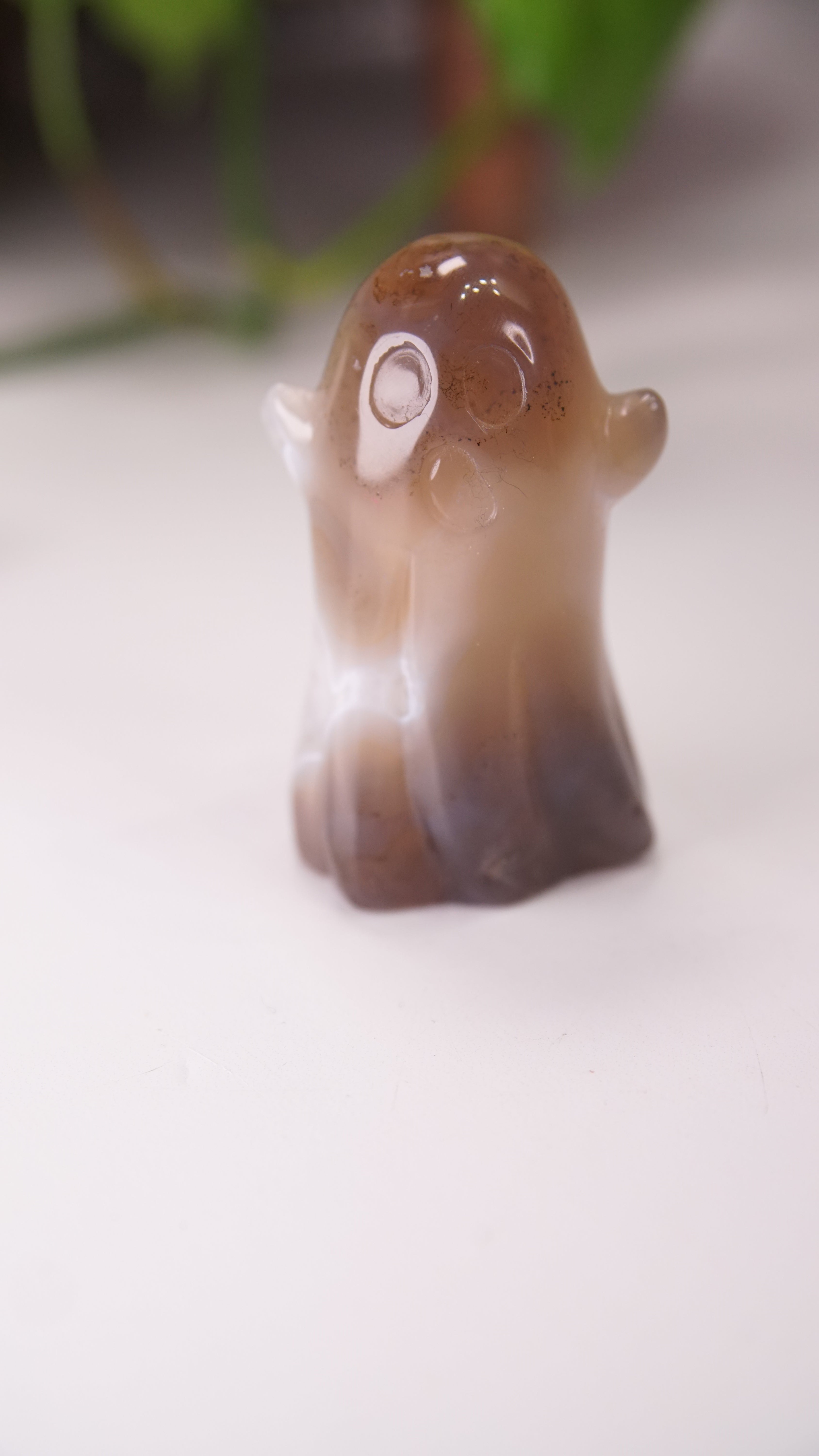 Druzy Agate Hand Carved Ghost Carving (B)