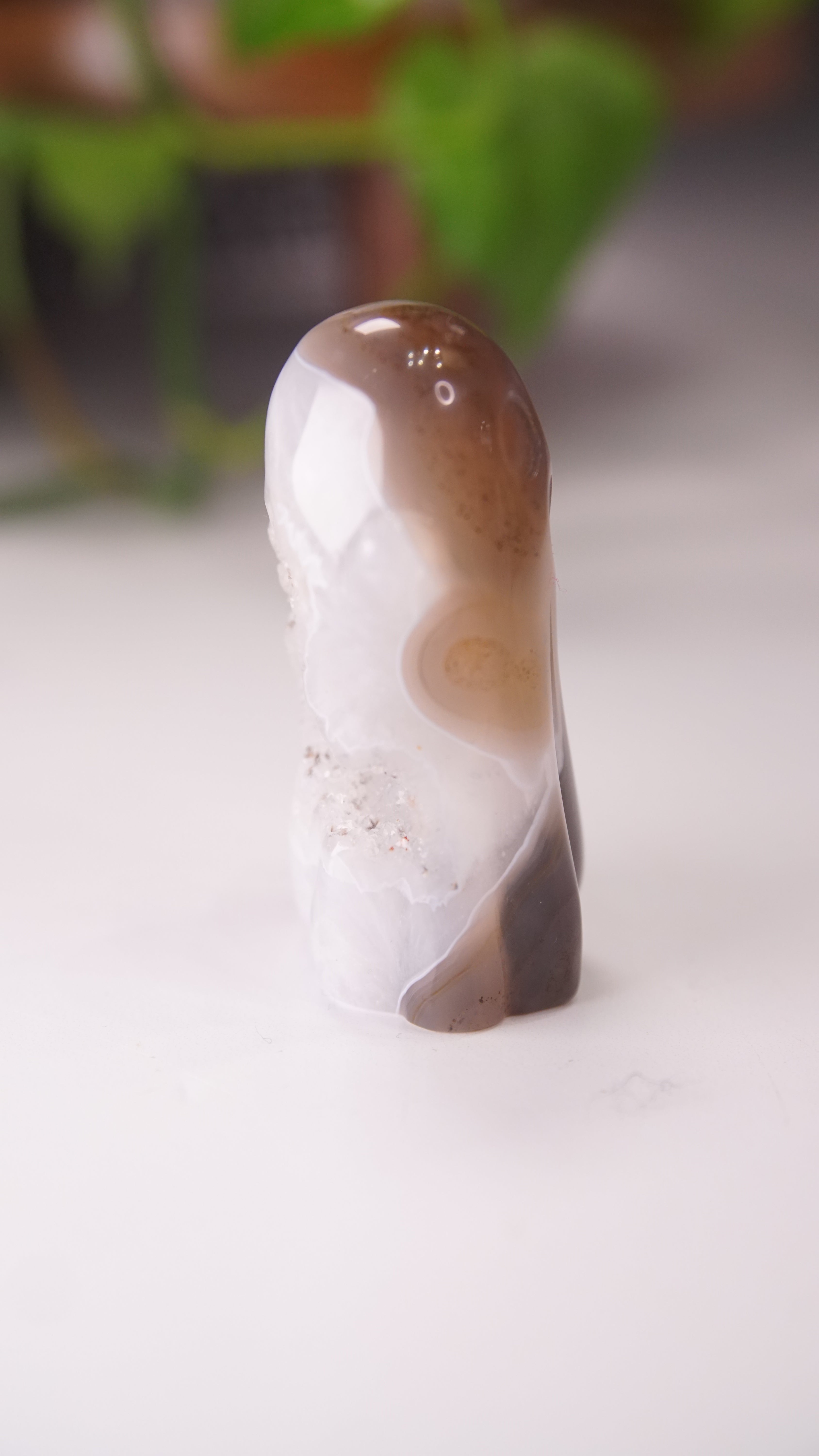 Druzy Agate Hand Carved Ghost Carving (B)
