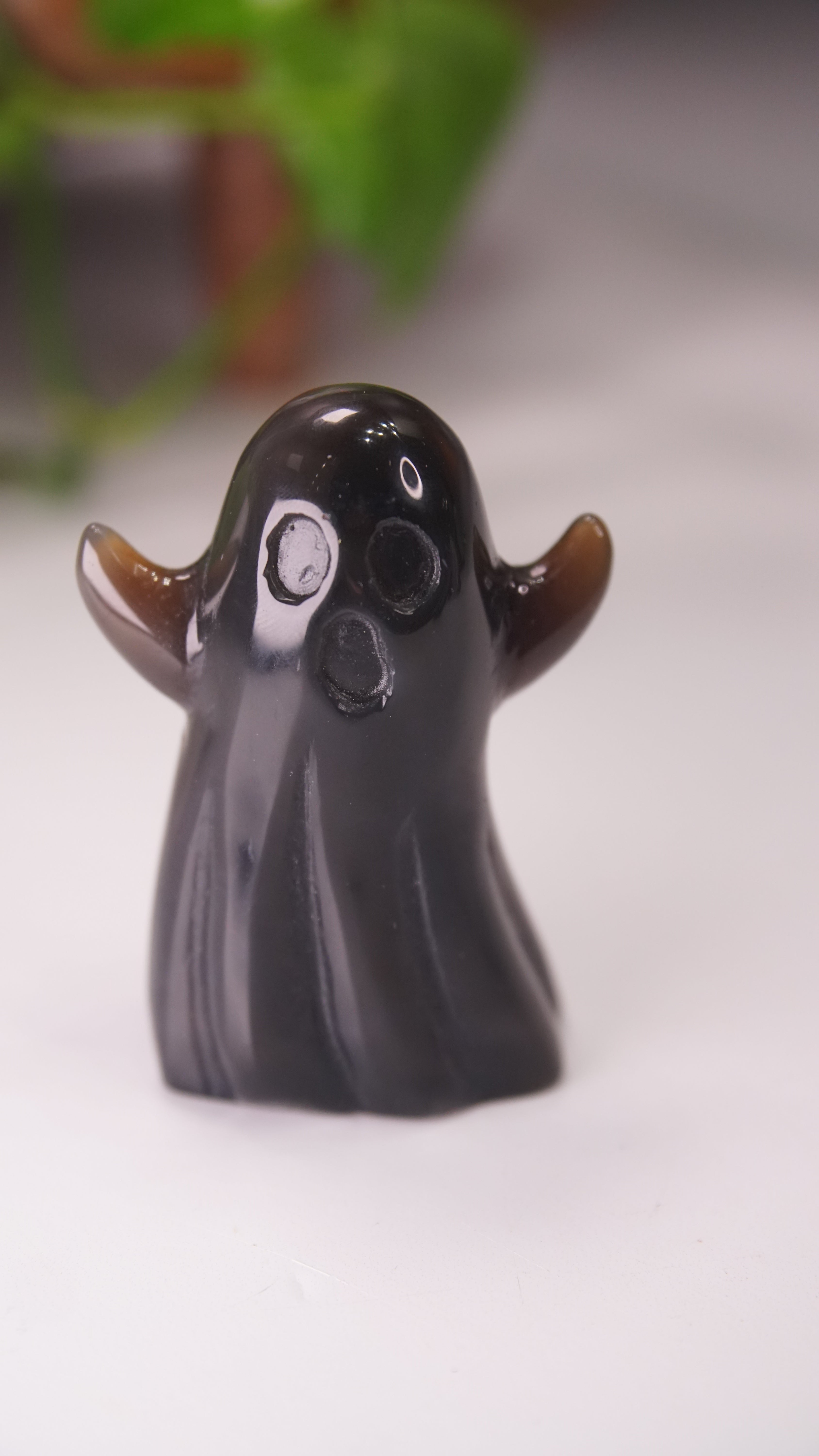 Druzy Agate Hand Carved Ghost Carving (D)