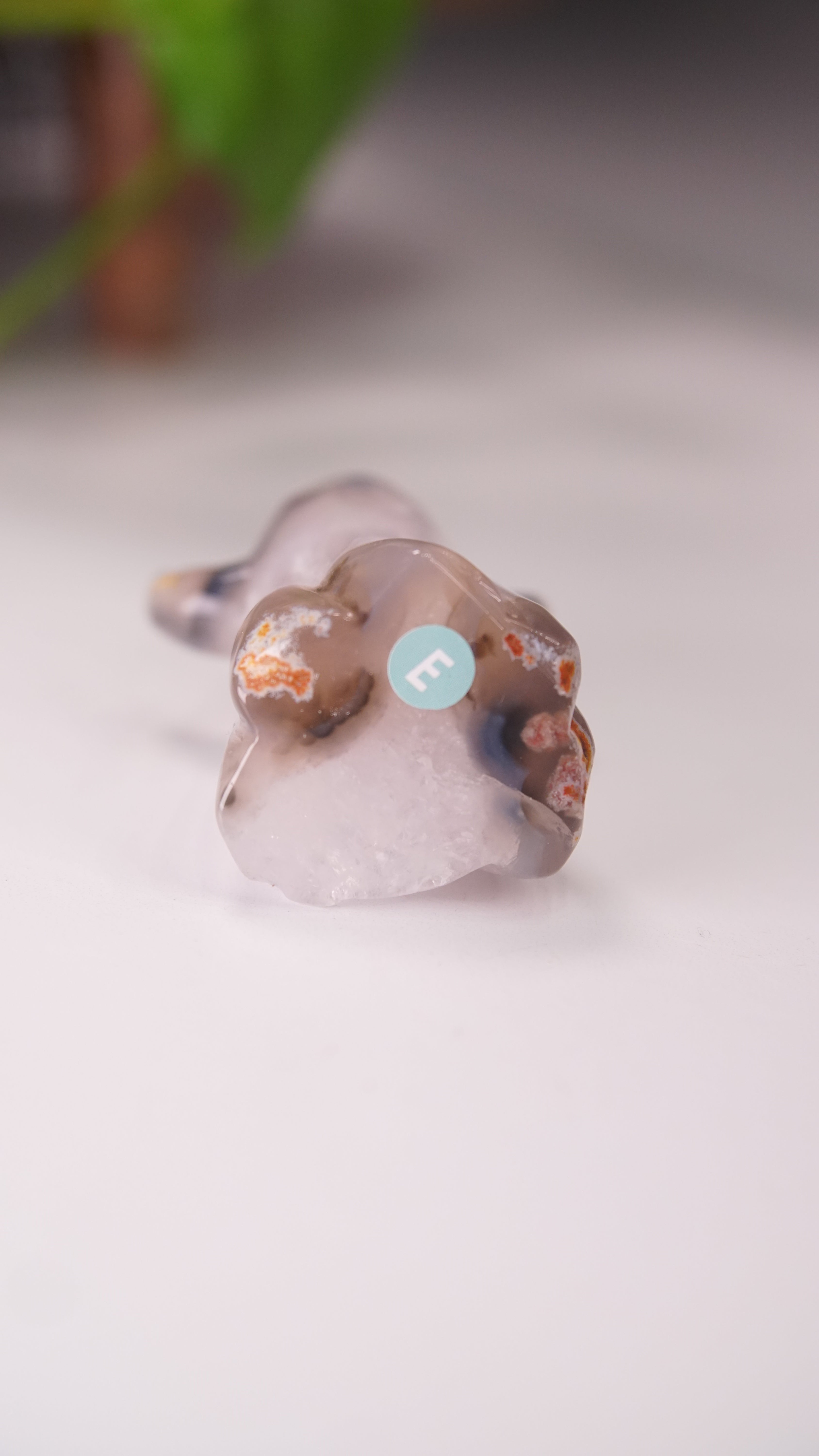 Druzy Agate Hand Carved Ghost Carving (E)