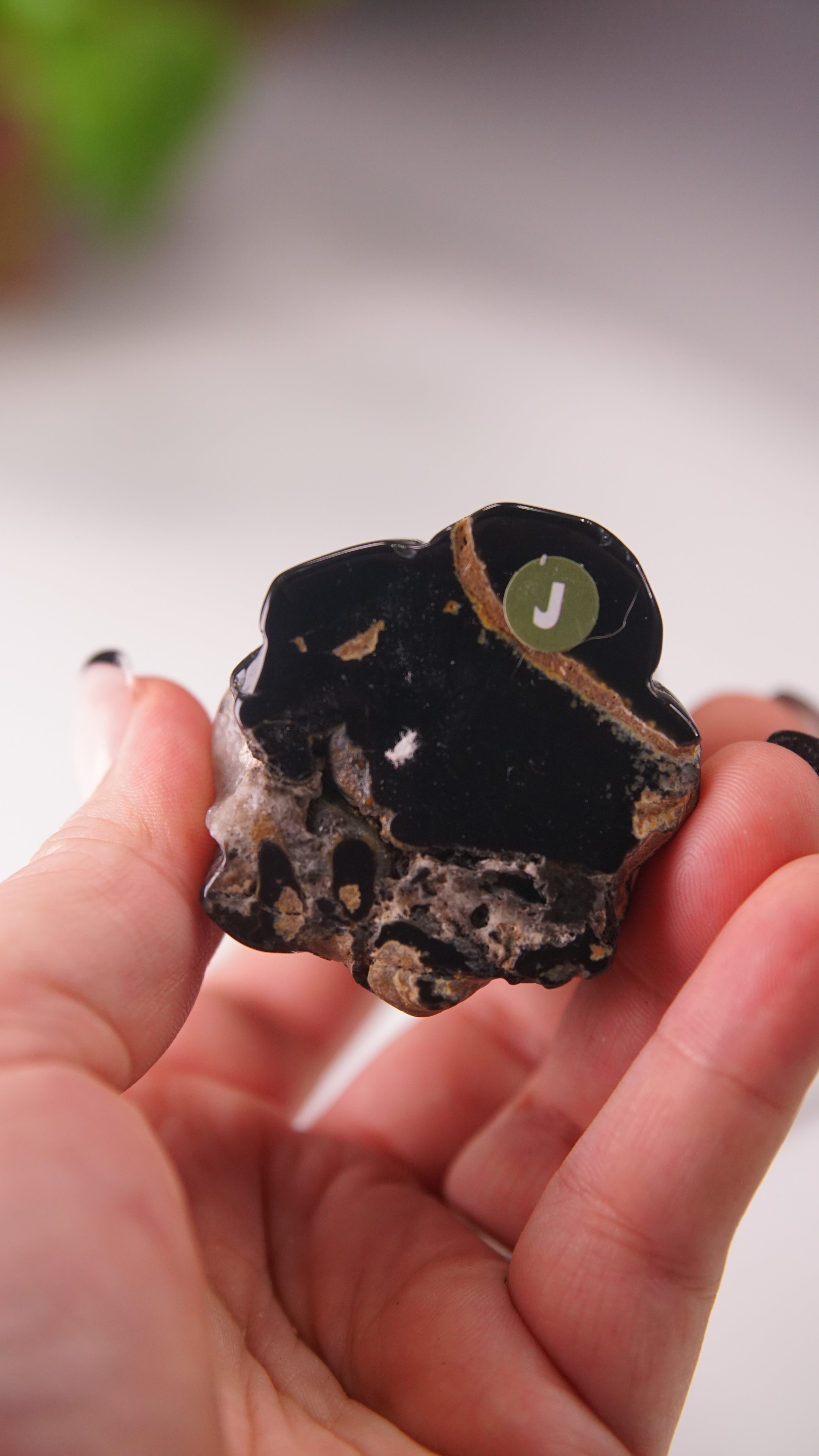 Druzy Agate Hand Carved Ghost Carving (J)