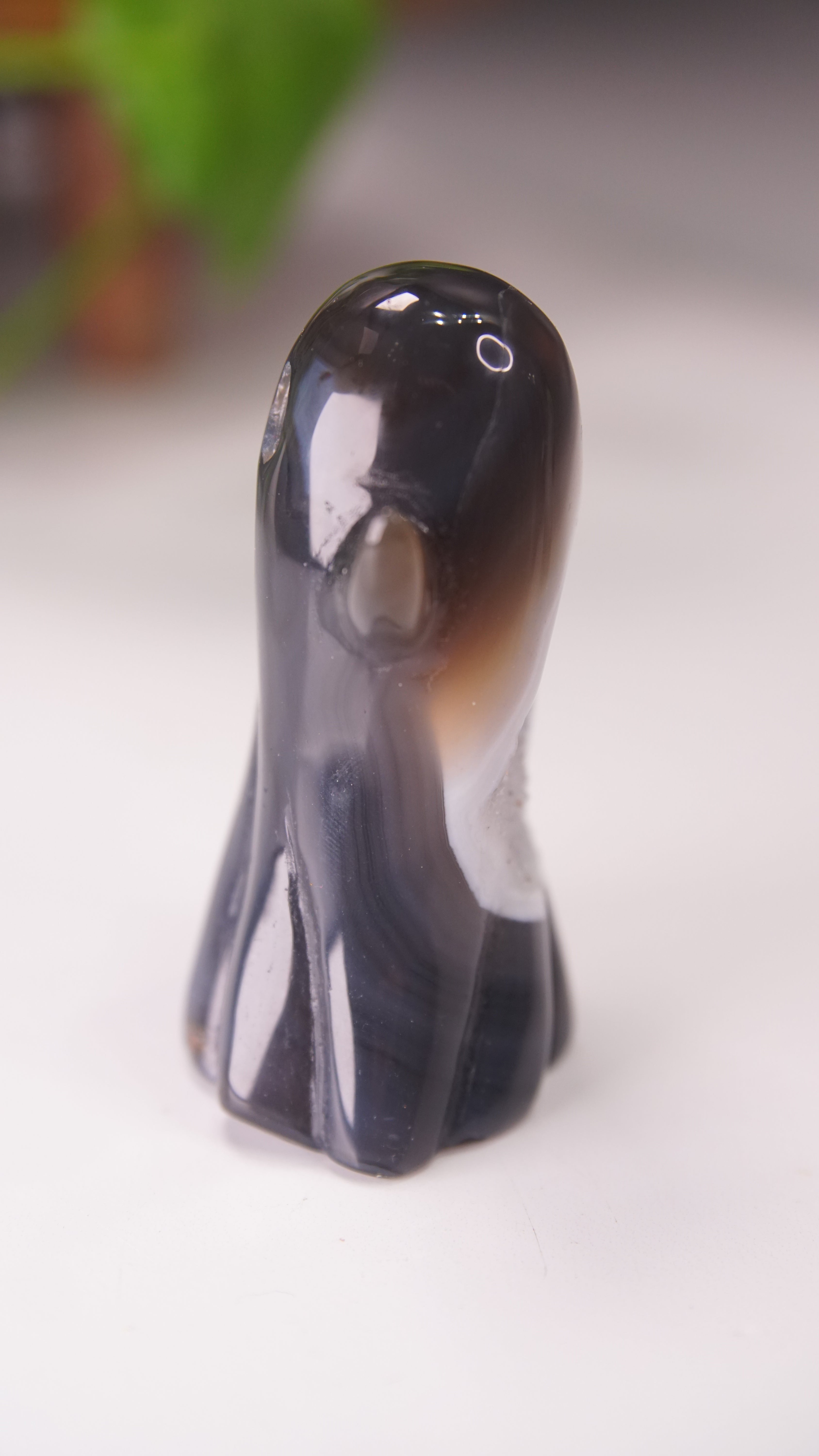 Druzy Agate Hand Carved Ghost Carving (K)