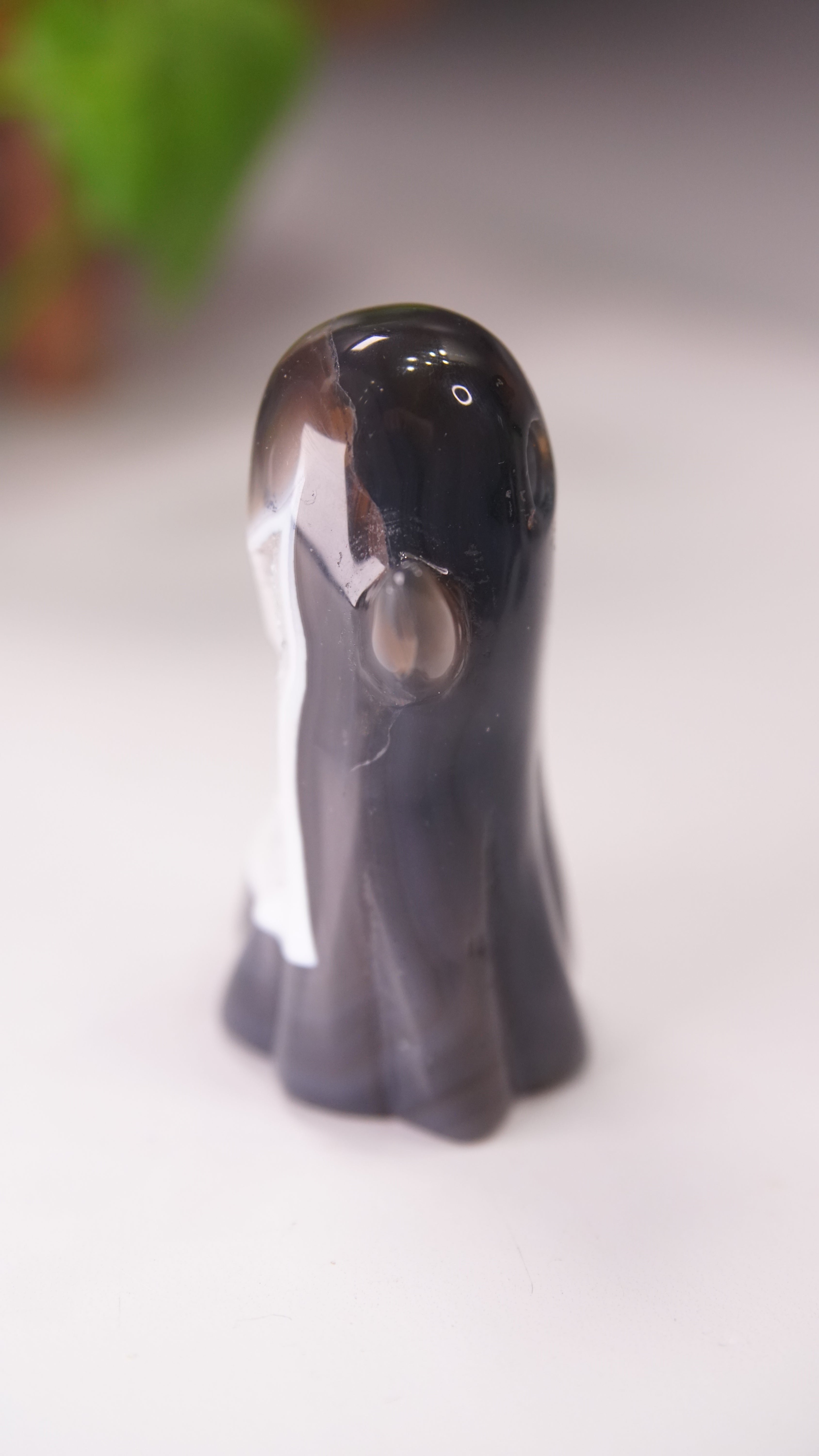 Druzy Agate Hand Carved Ghost Carving (K)