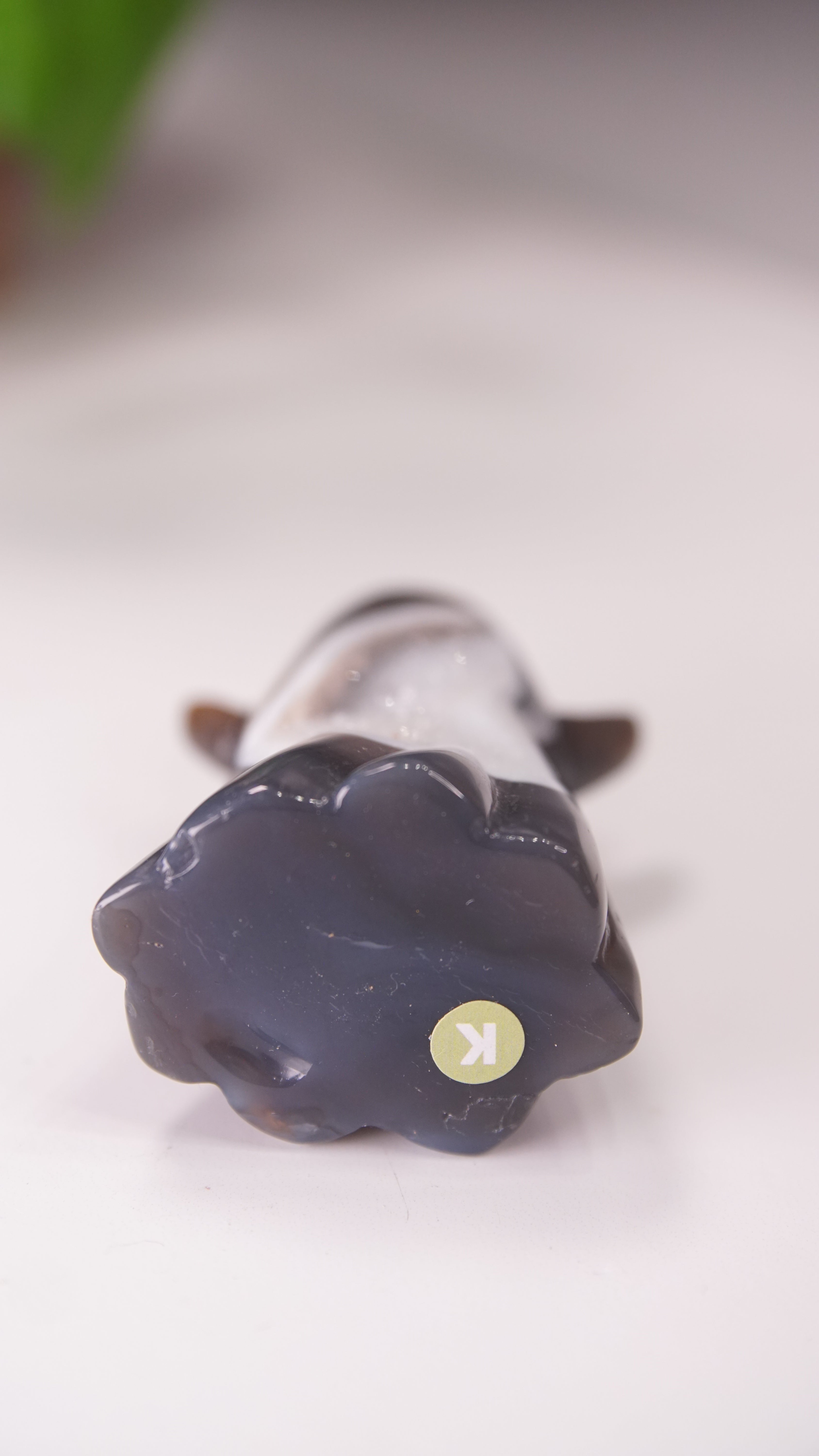 Druzy Agate Hand Carved Ghost Carving (K)