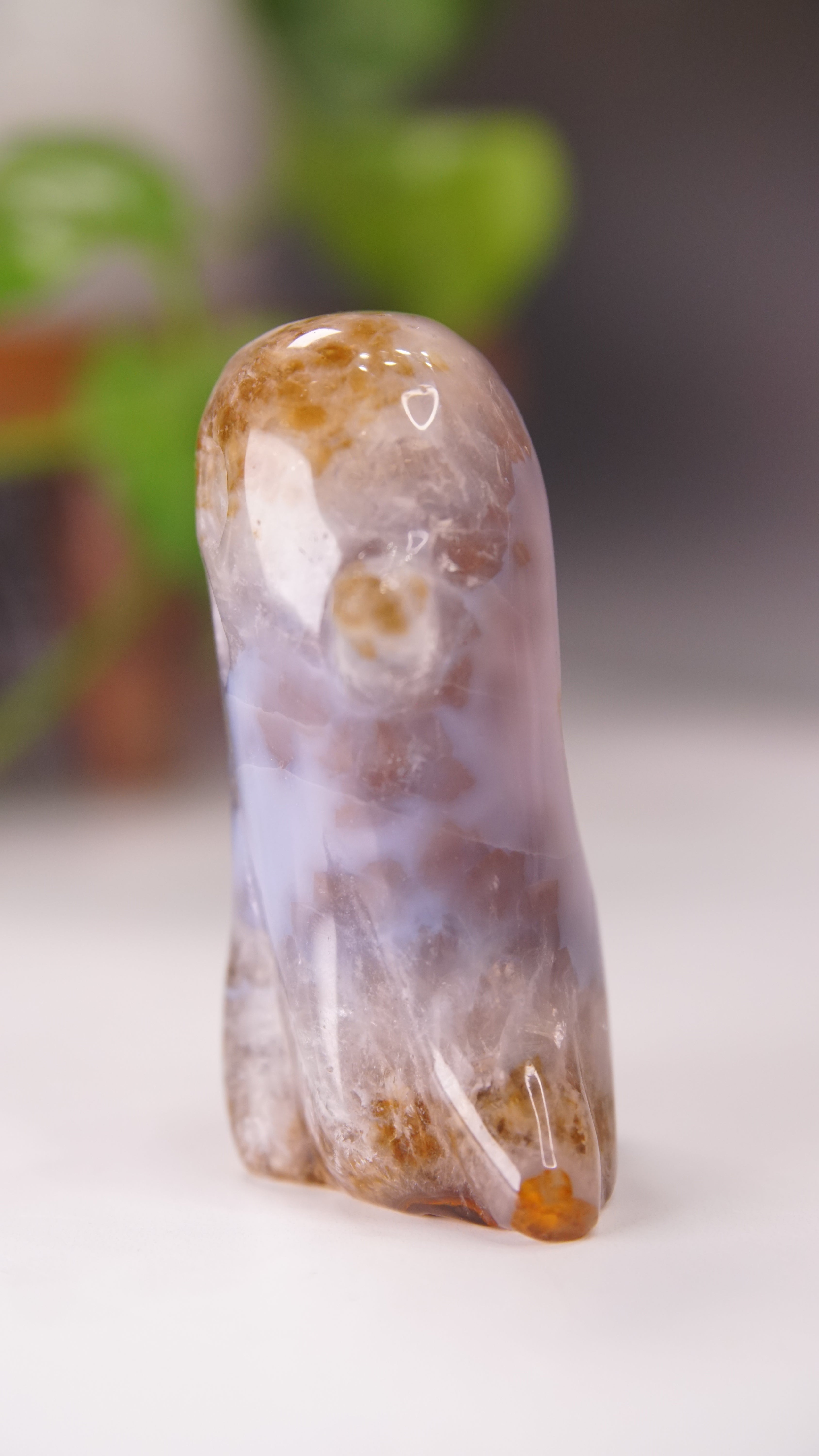 Druzy Agate Hand Carved Ghost Carving (M)