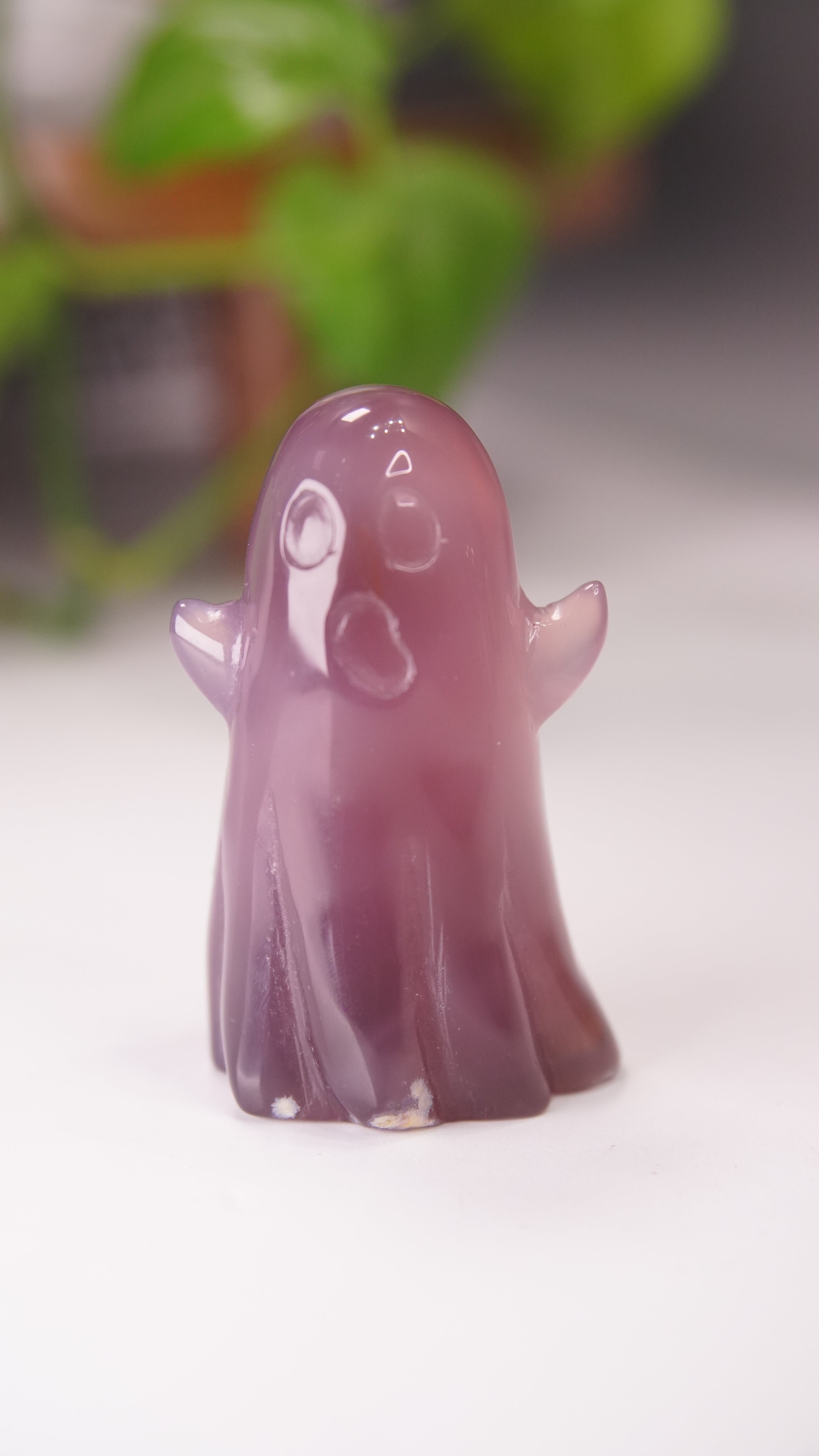 Druzy Agate Hand Carved Ghost Carving (N)
