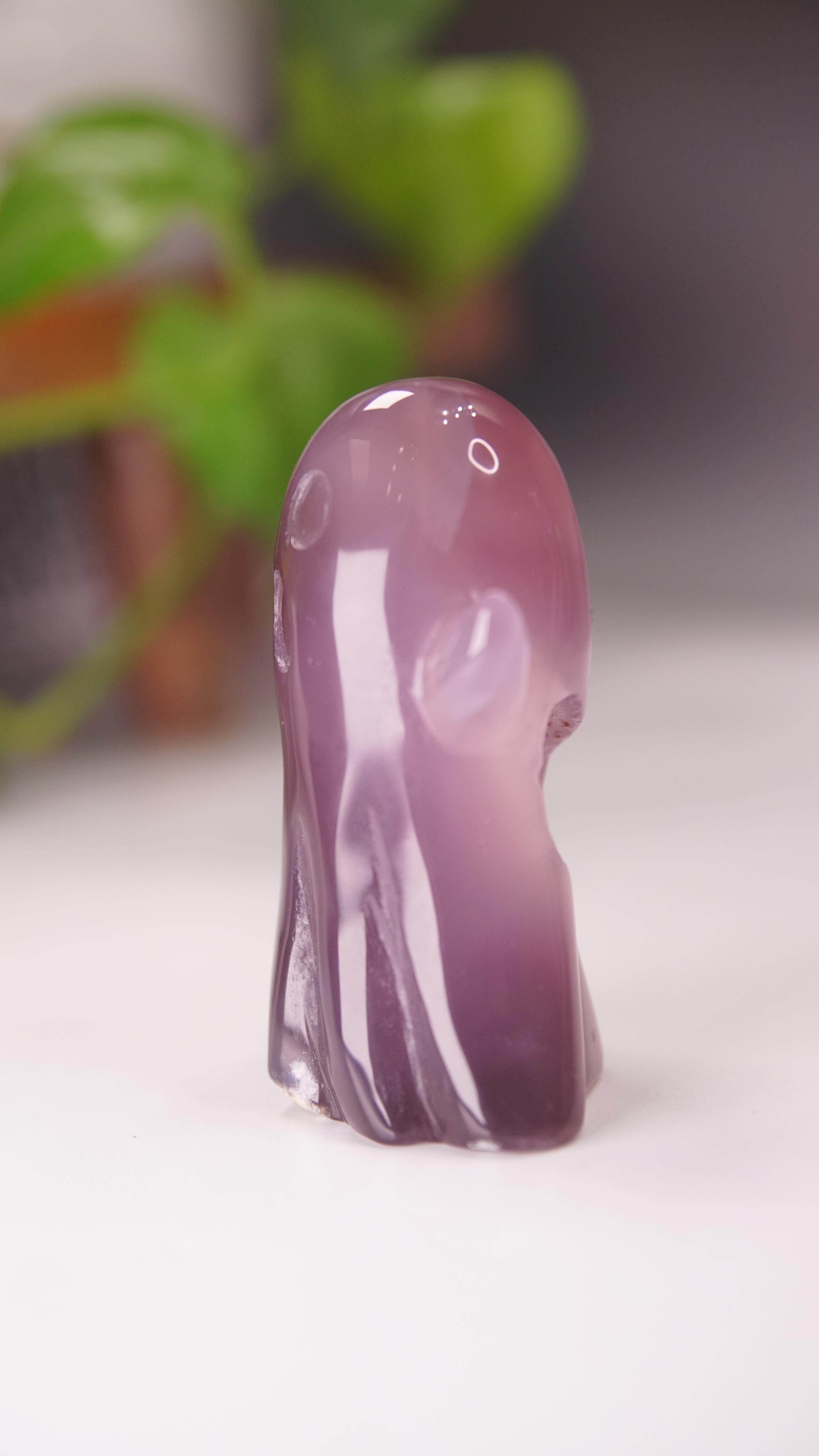 Druzy Agate Hand Carved Ghost Carving (N)