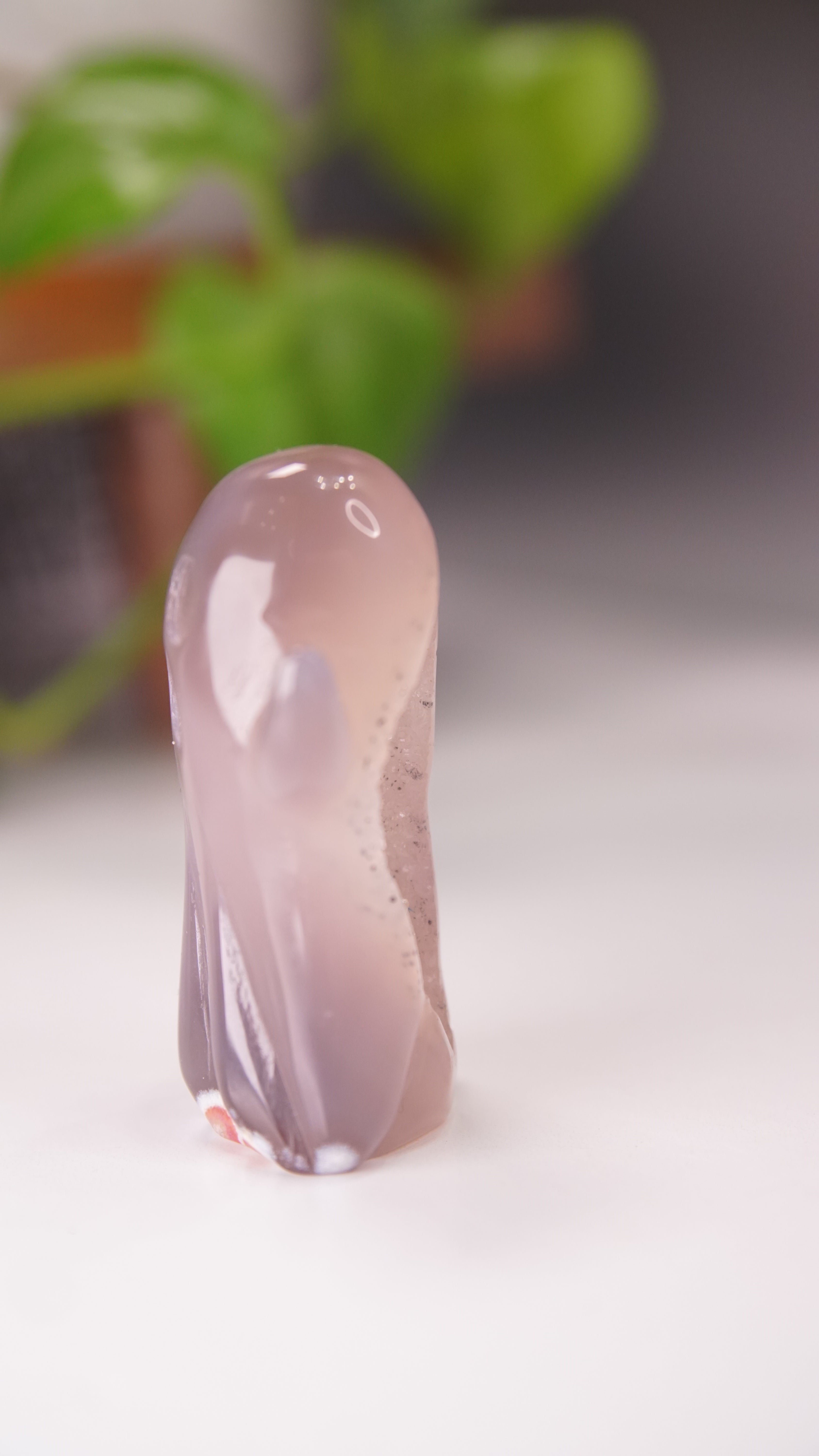 Druzy Agate Hand Carved Ghost Carving (O)