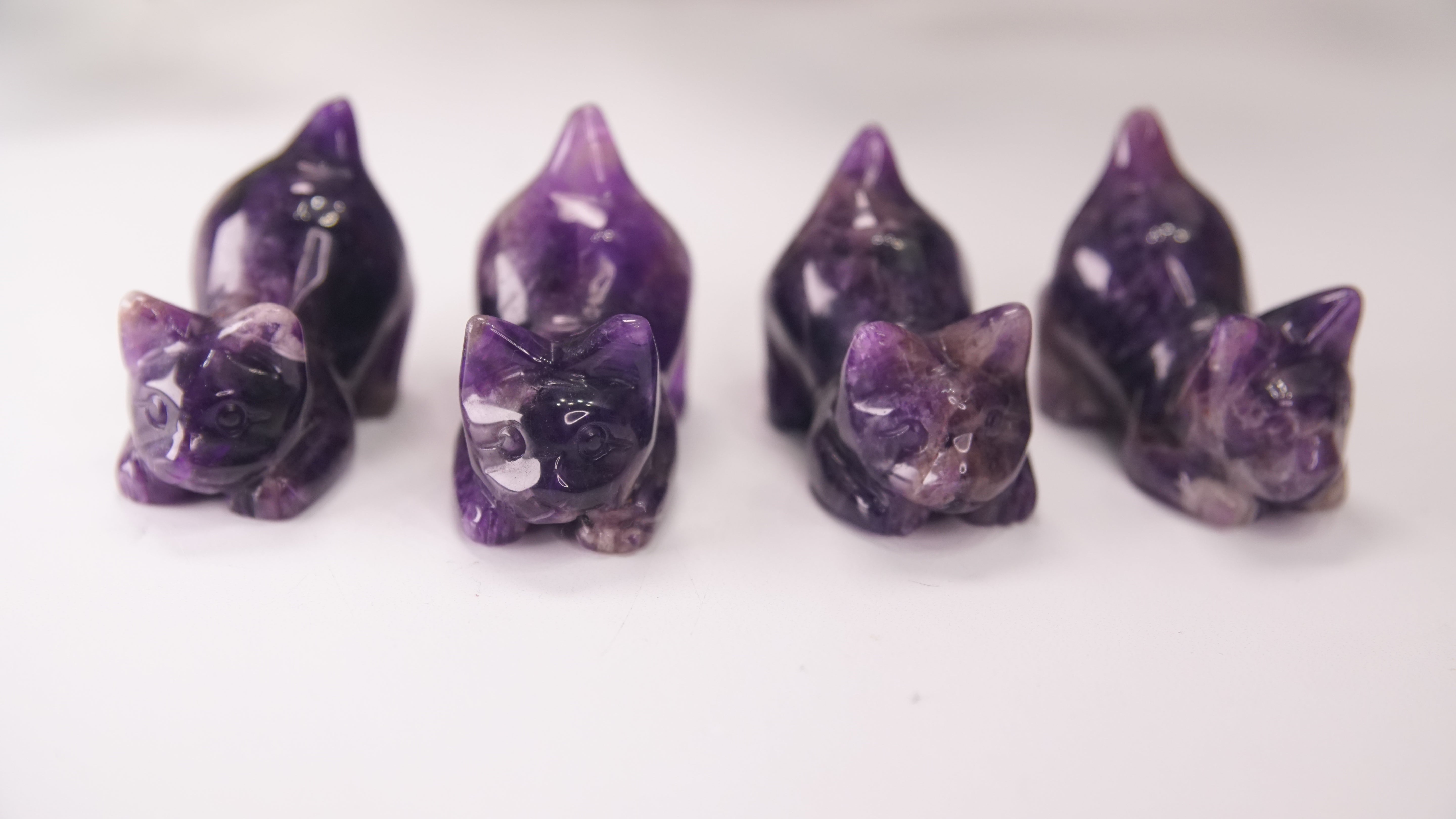 Amethyst Playful Kitten Carving | Crystal Carving Sculpture (Small)