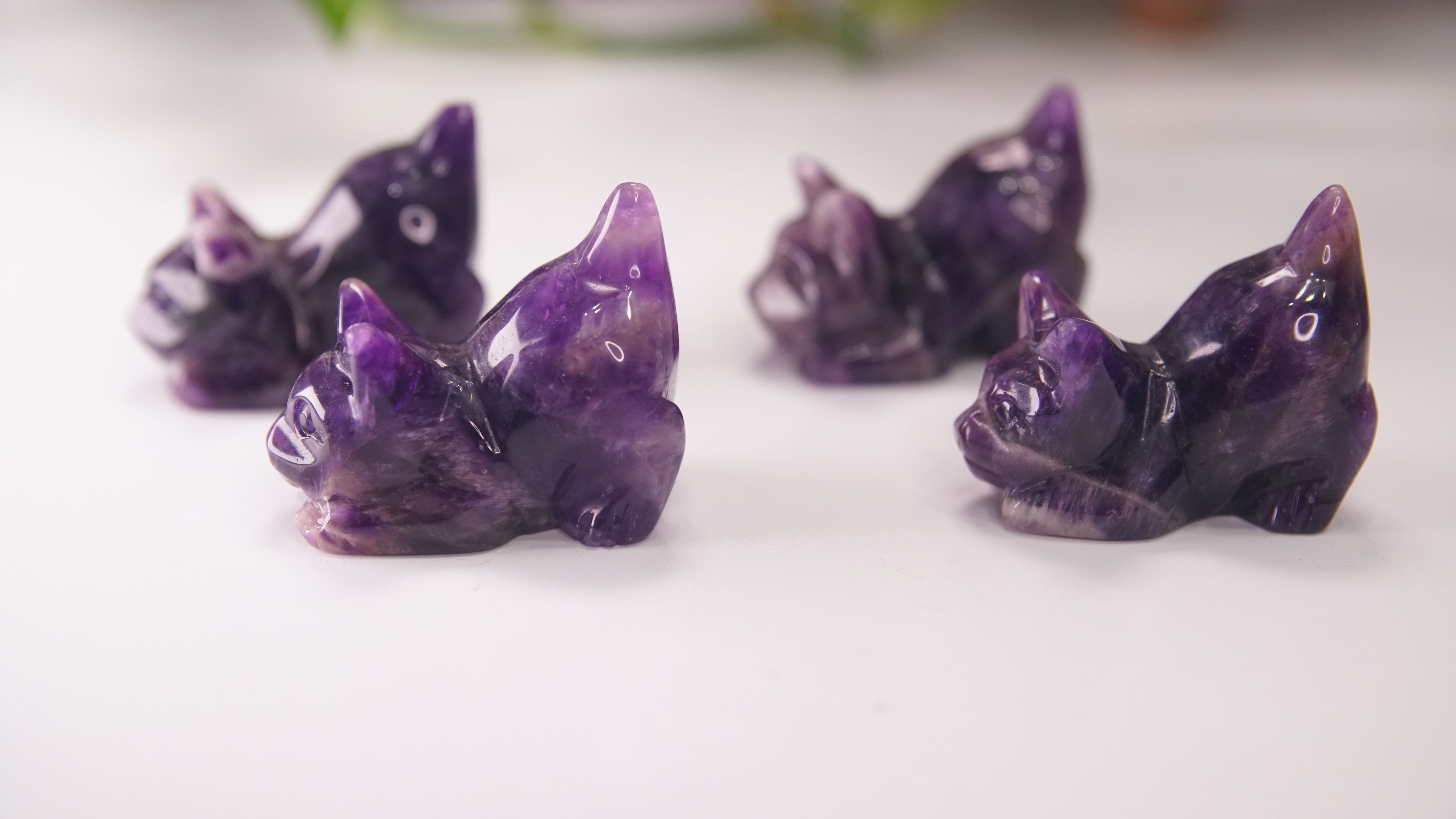 Amethyst Playful Kitten Carving | Crystal Carving Sculpture (Small)
