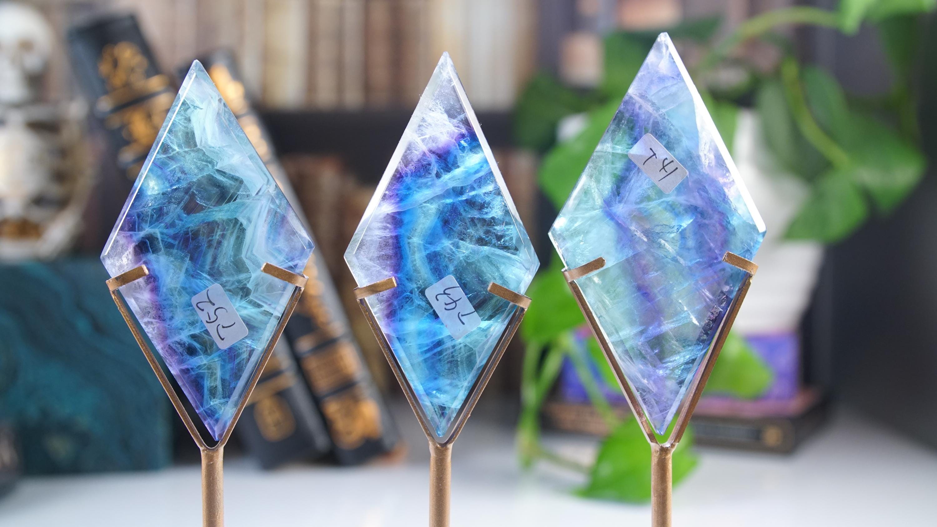 Rainbow Fluorite Diamond With Stand | Beautiful Fluorite | Cleansing Chakras Altar Stability Concentration Healing | US Seller