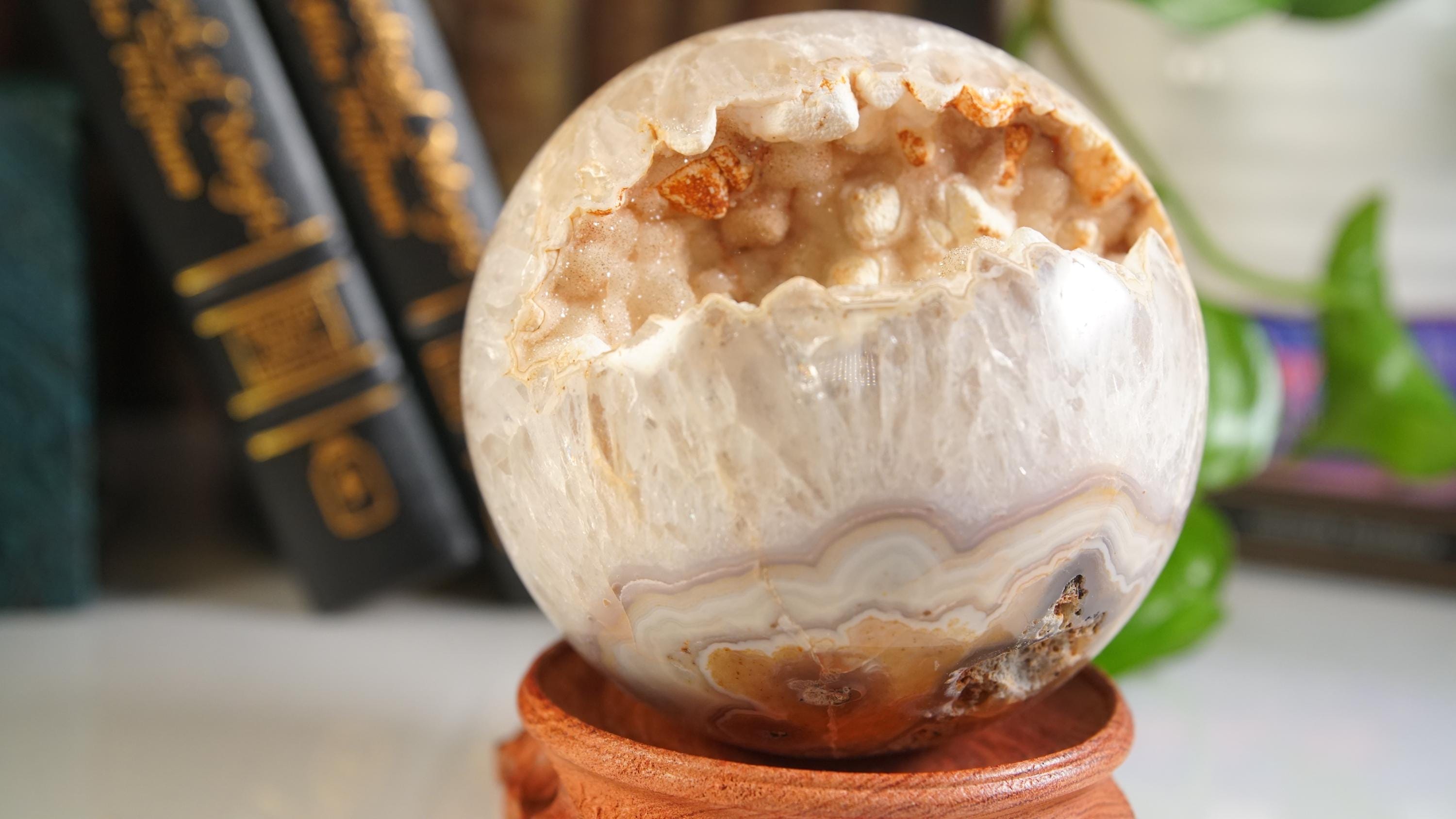 XL DRUZY Agate Large Sphere | Quartz Stone Stunning Statement Piece Home Decor High Quality Large Crystal Reiki Energy Calm Balance