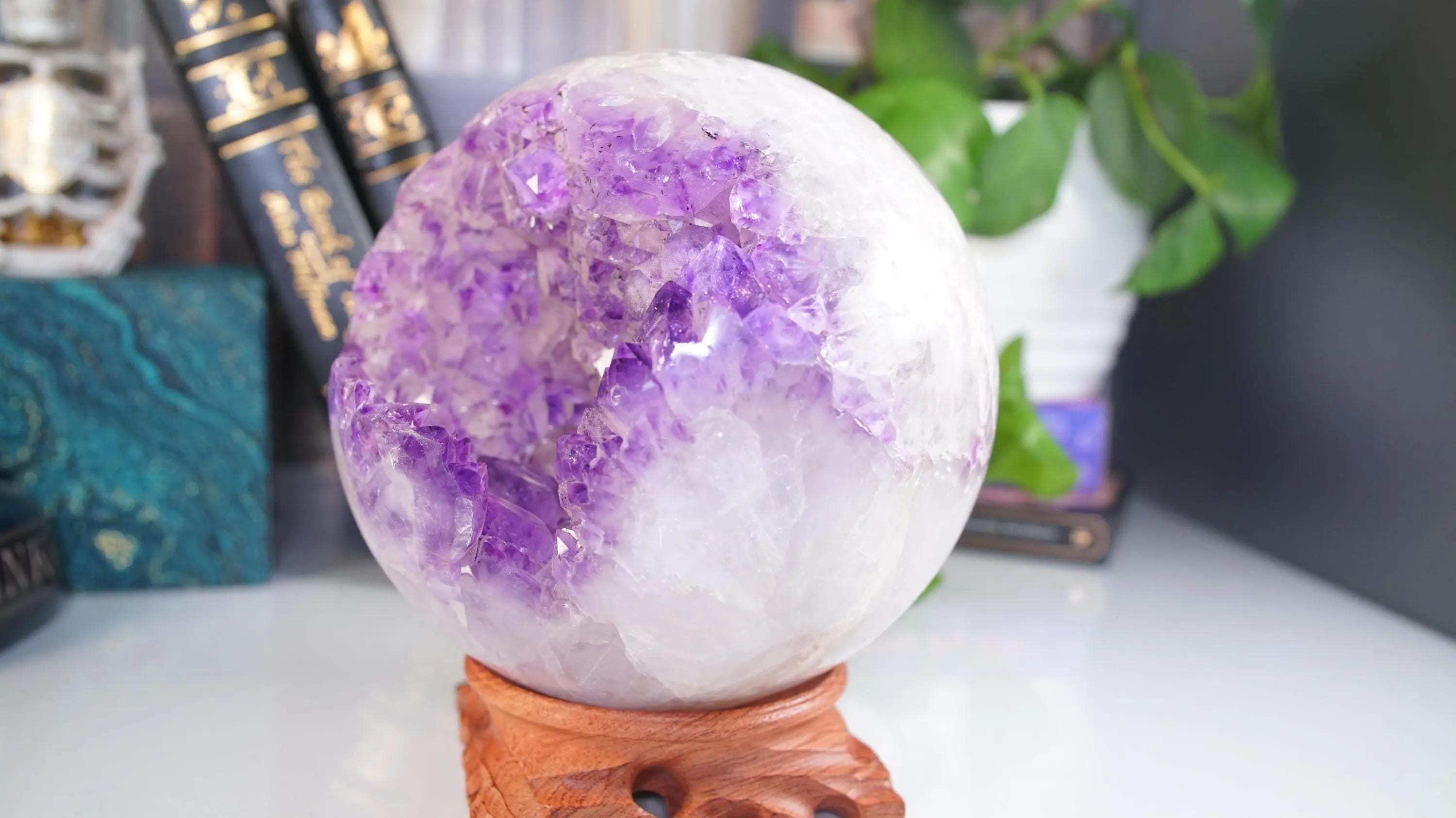 XL Druzy Phantom Amethyst Sphere | US Seller | Agate Amethyst Quartz
