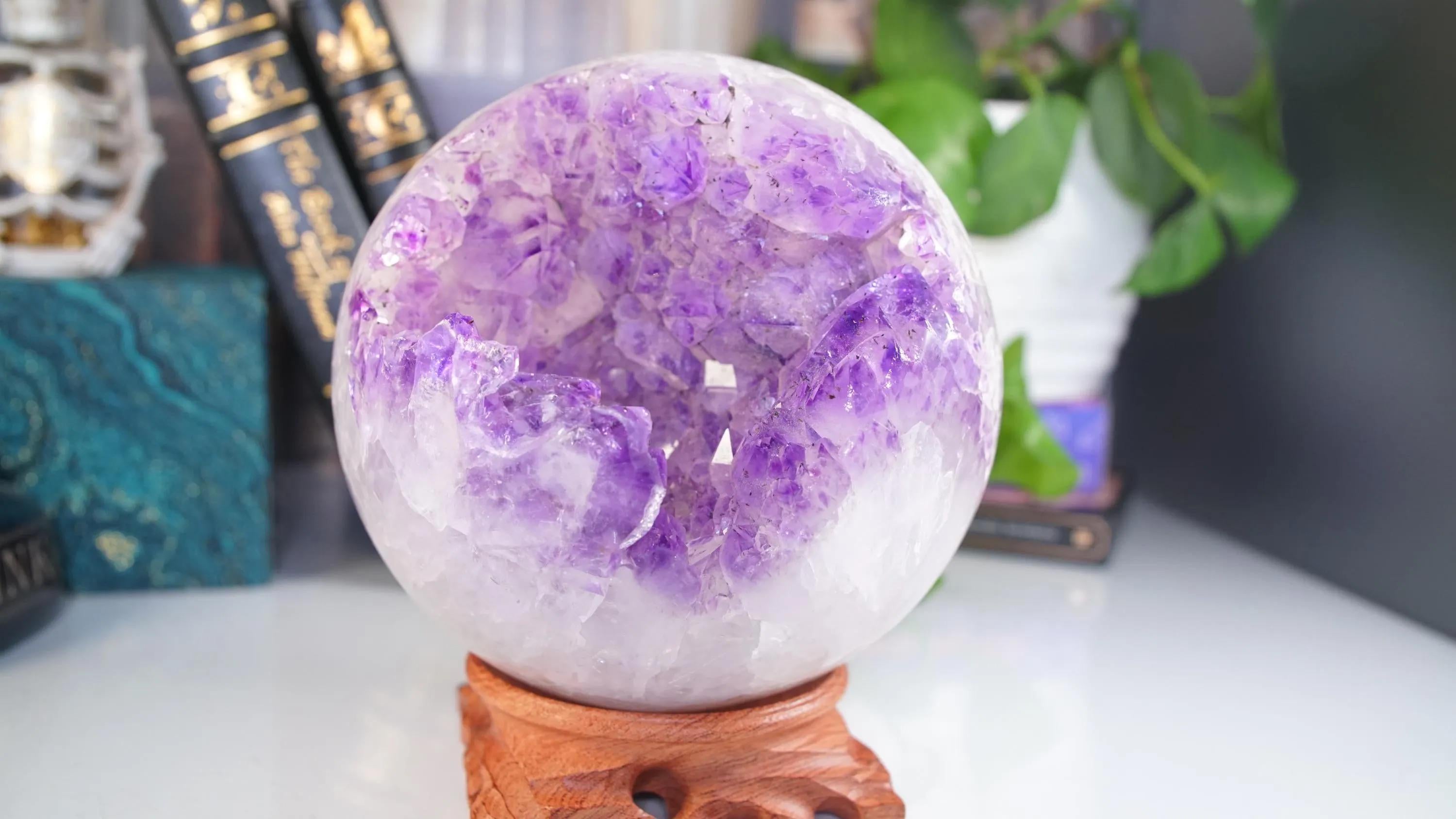 XL Druzy Phantom Amethyst Sphere | US Seller | Agate Amethyst Quartz
