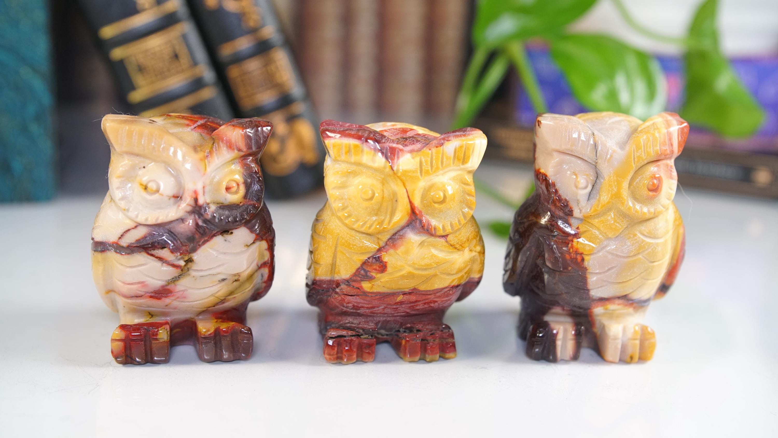 Gorgeous Colorful Mookaite 3" Owl Carvings Jasper