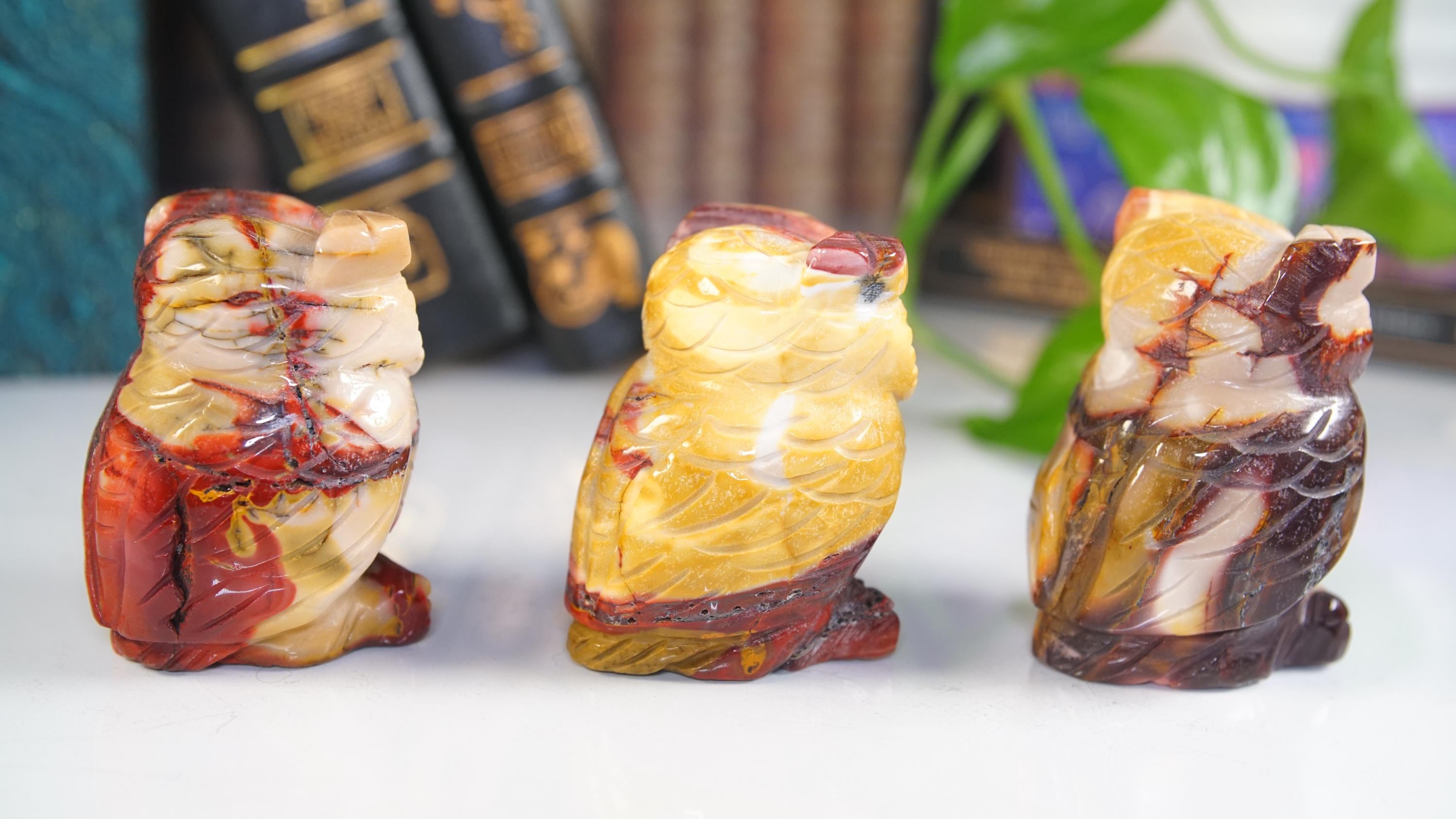 Gorgeous Colorful Mookaite 3" Owl Carvings Jasper