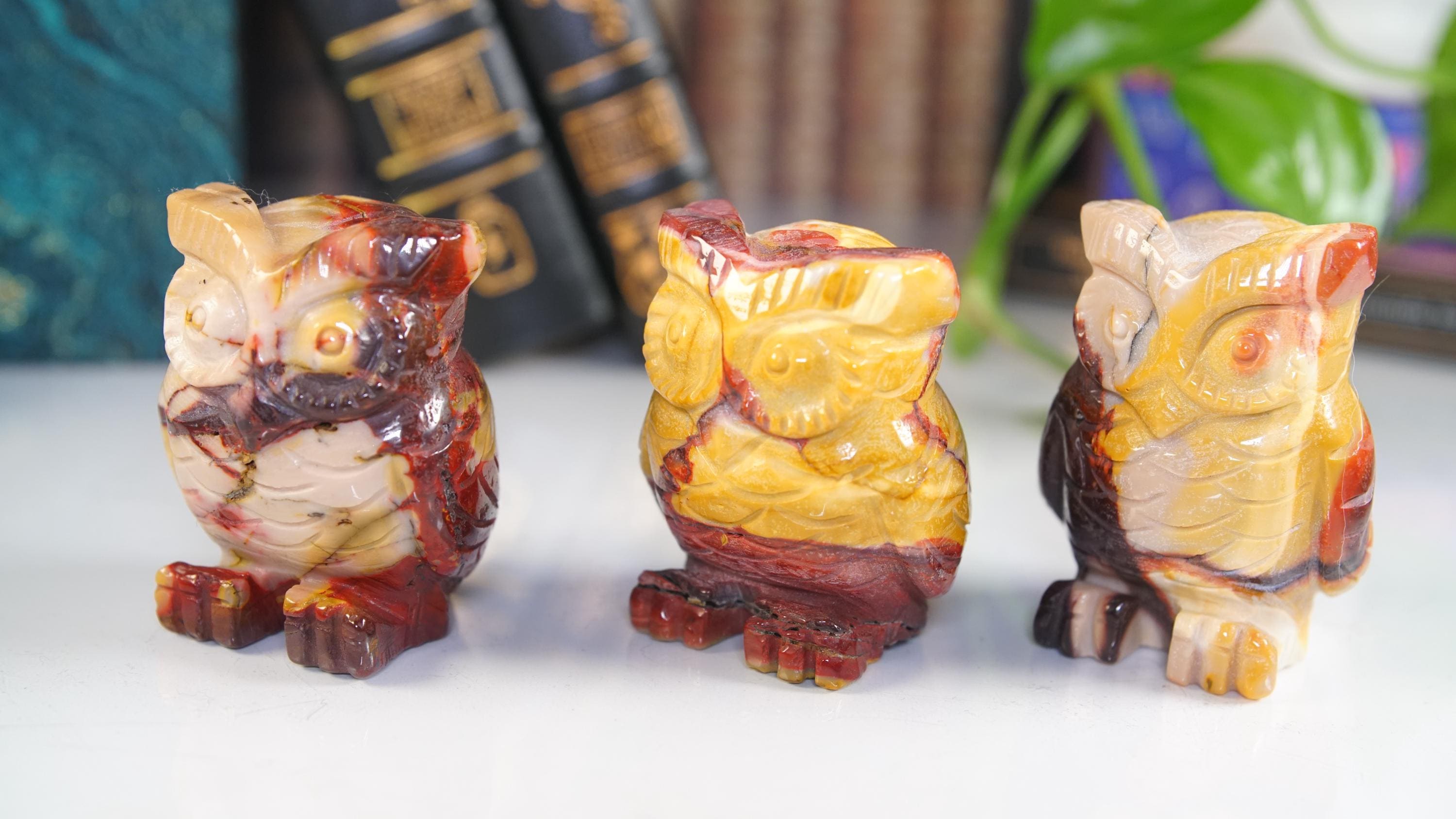 Gorgeous Colorful Mookaite 3" Owl Carvings Jasper
