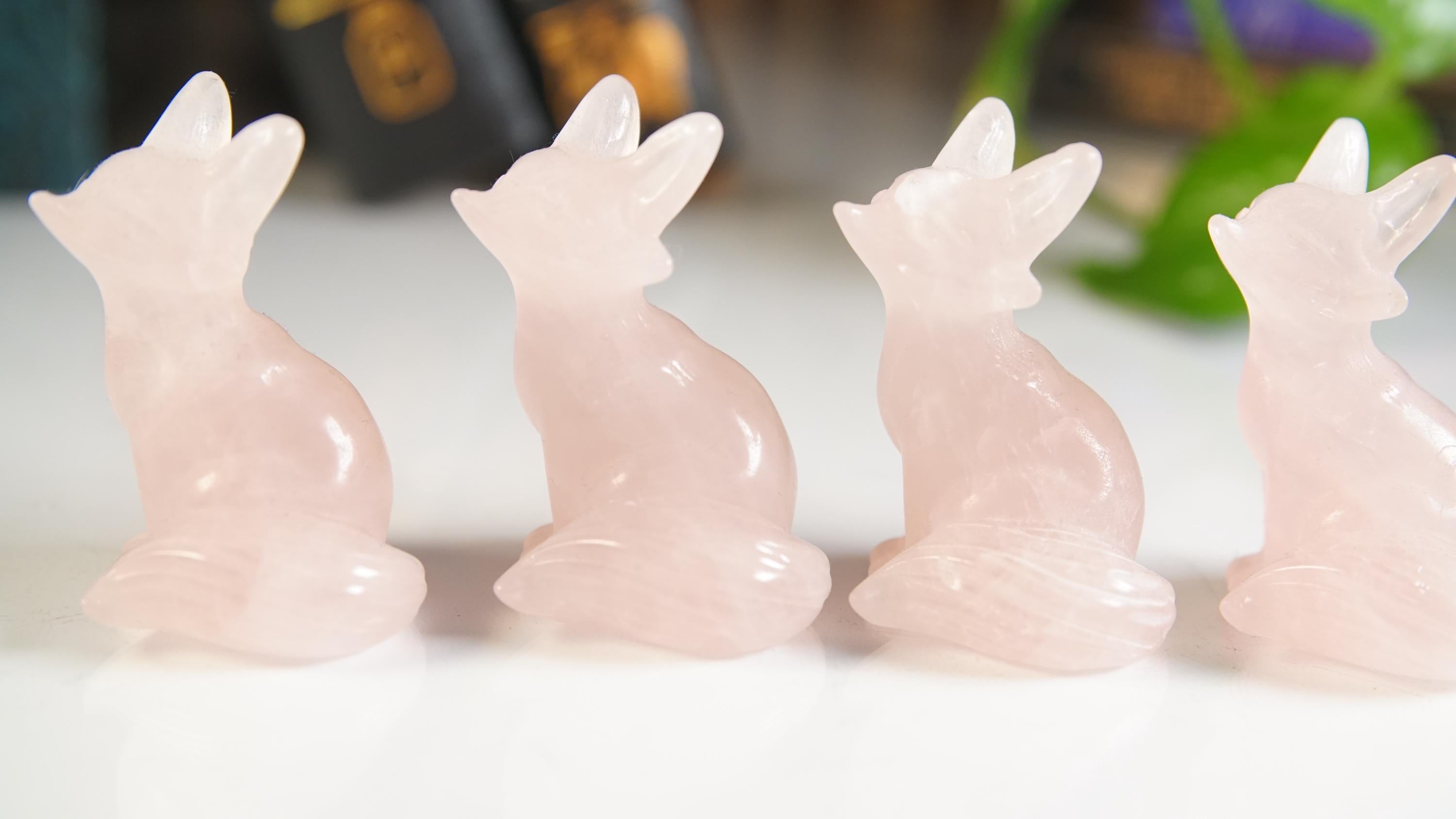 Rose Quartz Fox Carving | High Quality Crystal | Rose Quartz | US Seller