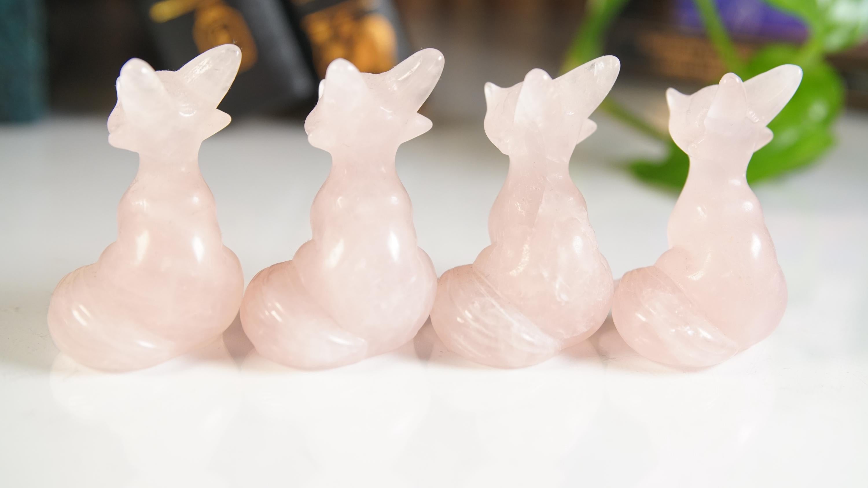 Rose Quartz Fox Carving | High Quality Crystal | Rose Quartz | US Seller
