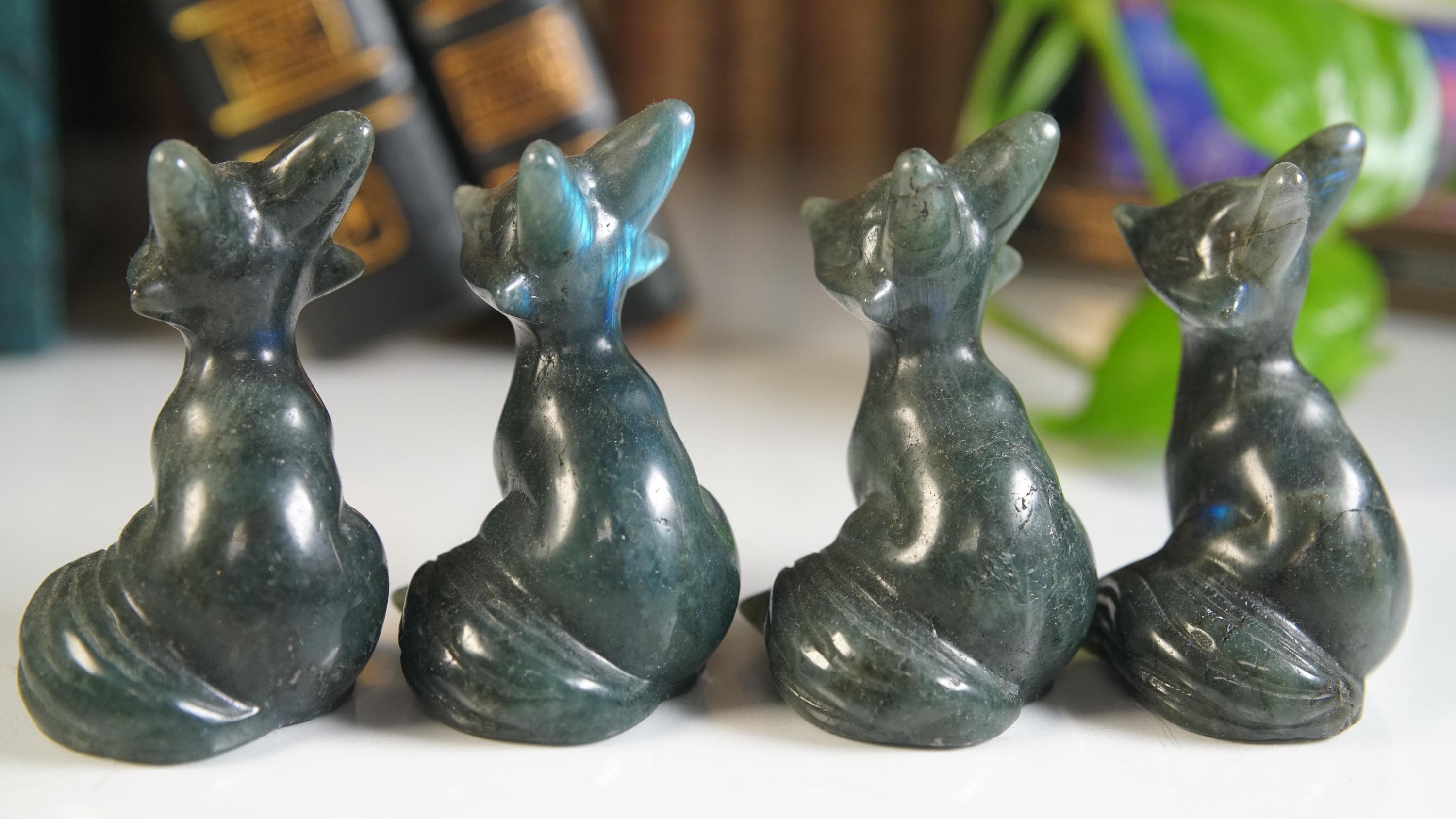 Labradorite Fox Carving | Crystal Chakra Healing Reiki Stone | Perfect for Meditation Feng Shui