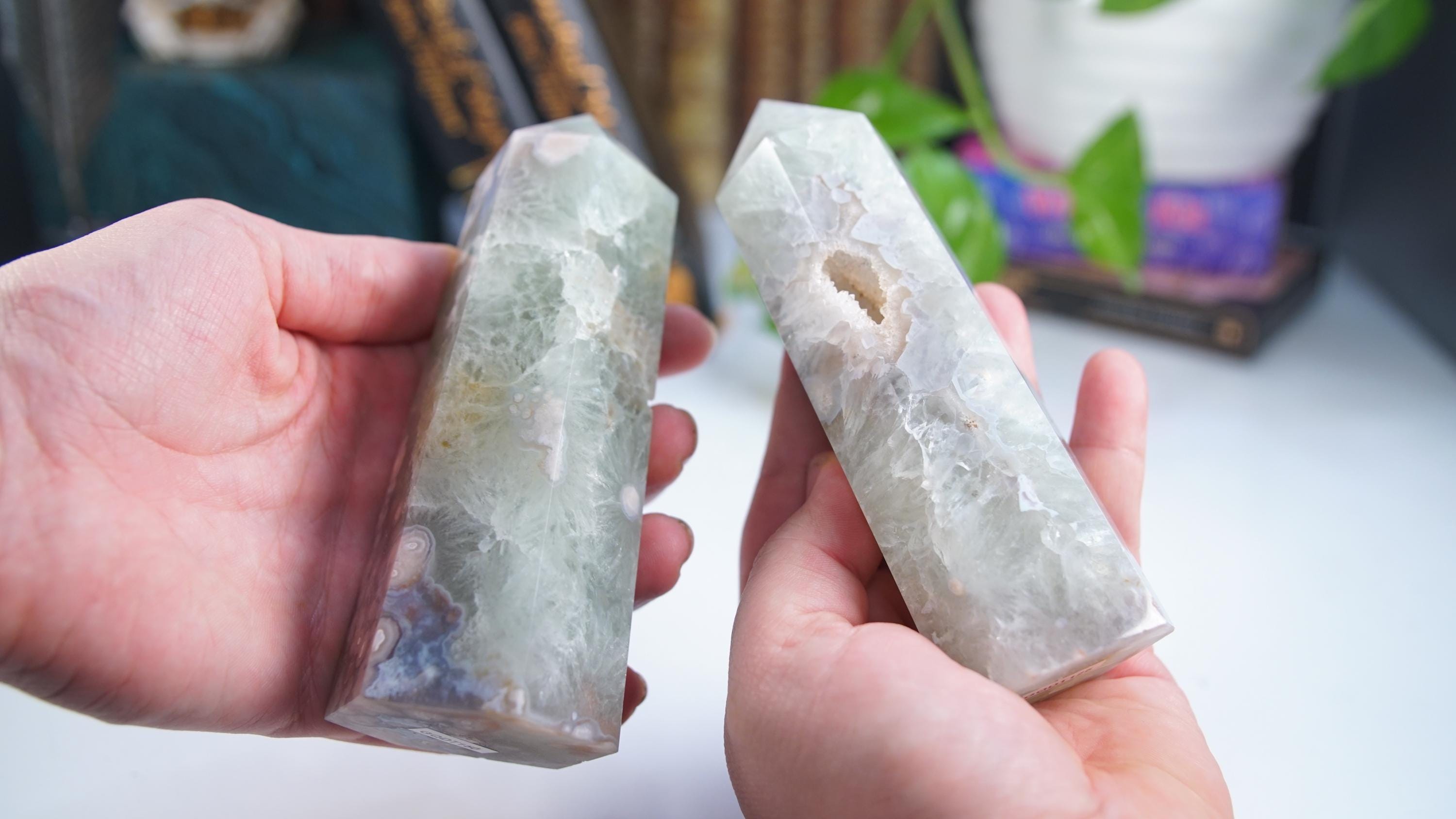 Green Quartz Pink Amethyst Tower Points Wand Spiritual Meditation Energy Reiki Quartz Stone Points Healing Love
