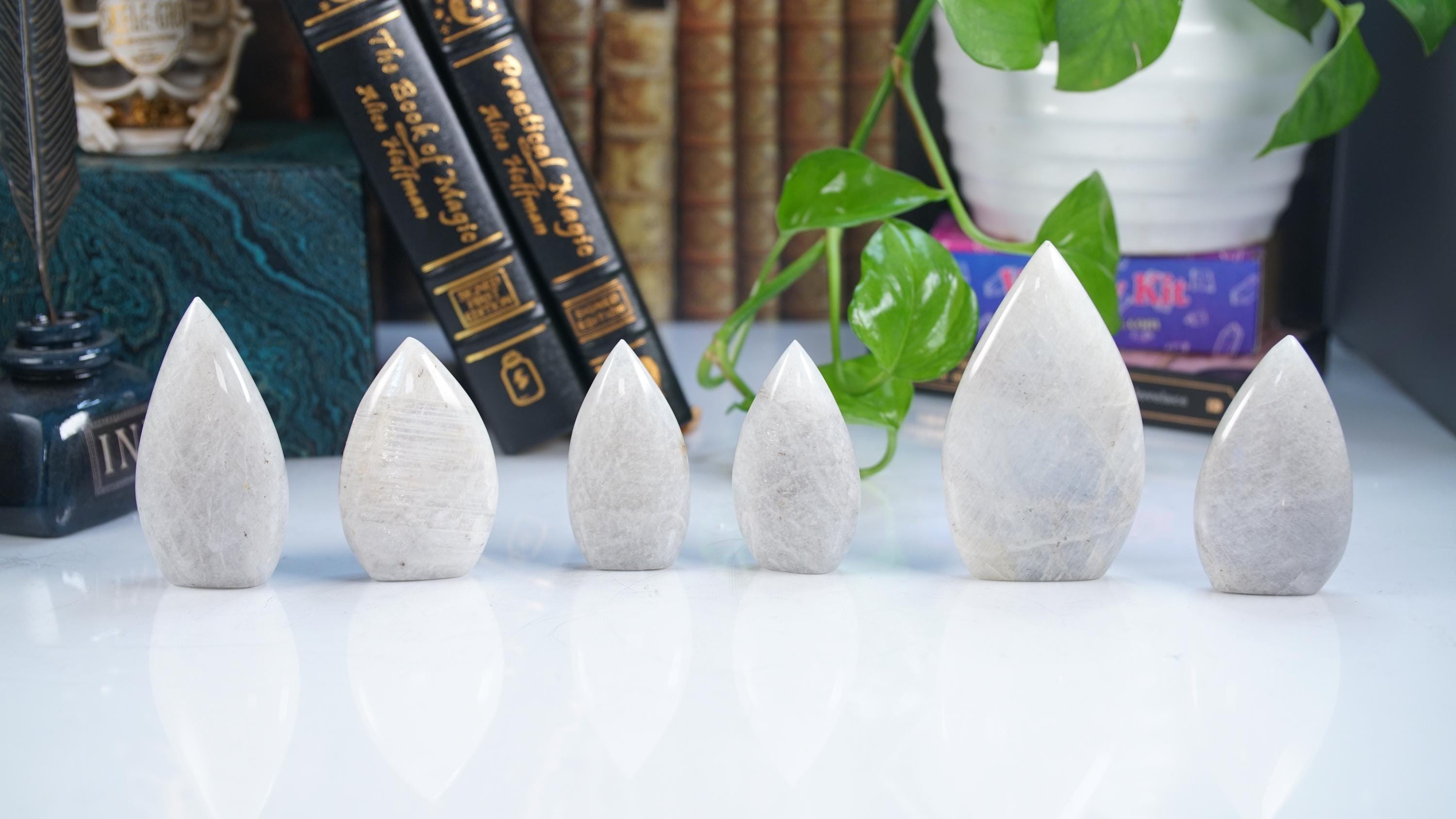Stunning Blue Flash Moonstone Teardrop Carving | US Seller | Natural Moonstone Healing Crystal Polished Moonstone Stone