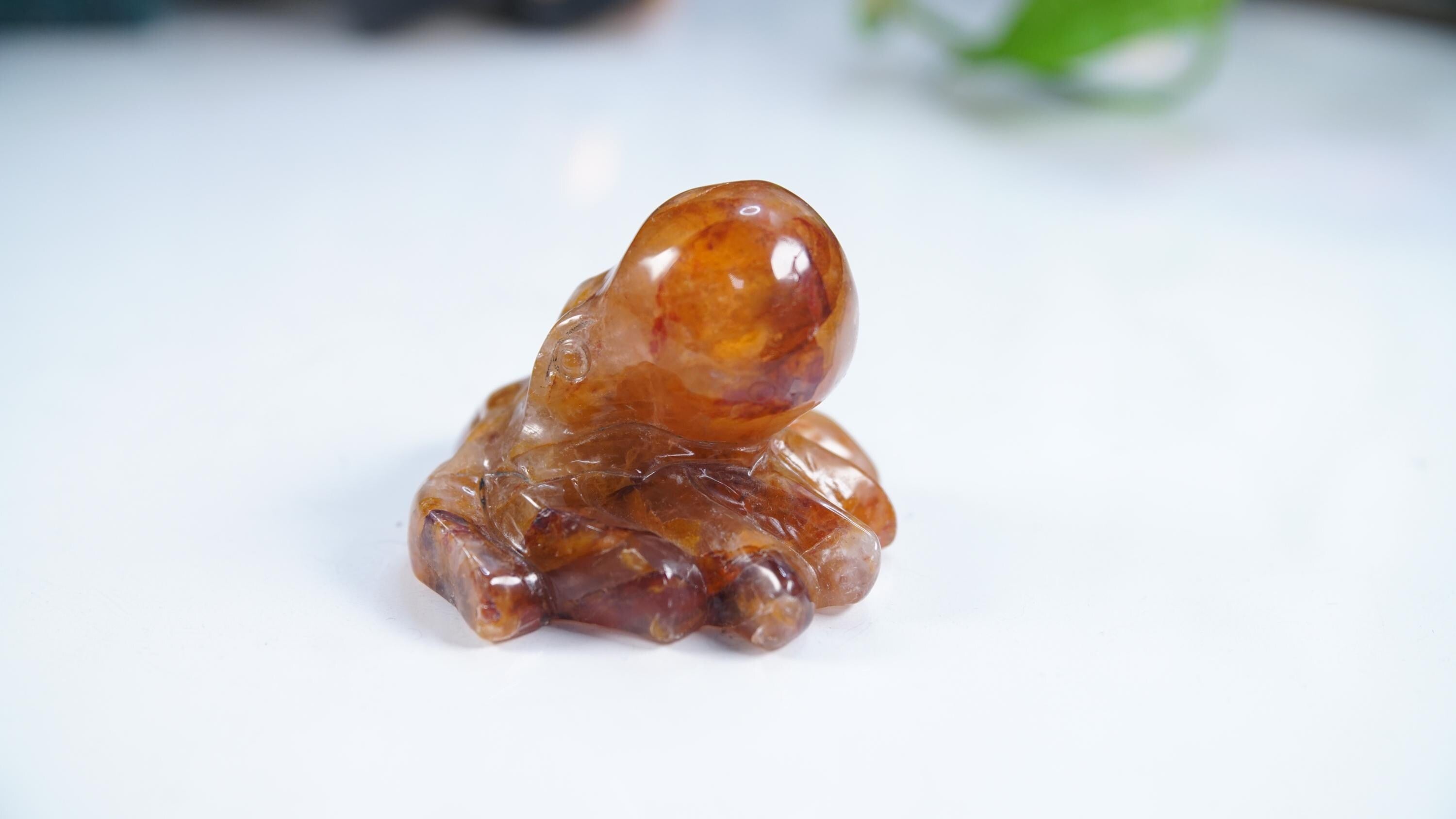 Golden Healer Octopus Stone Carving Sculpture Healing Altar Reiki Feng Shui Altar