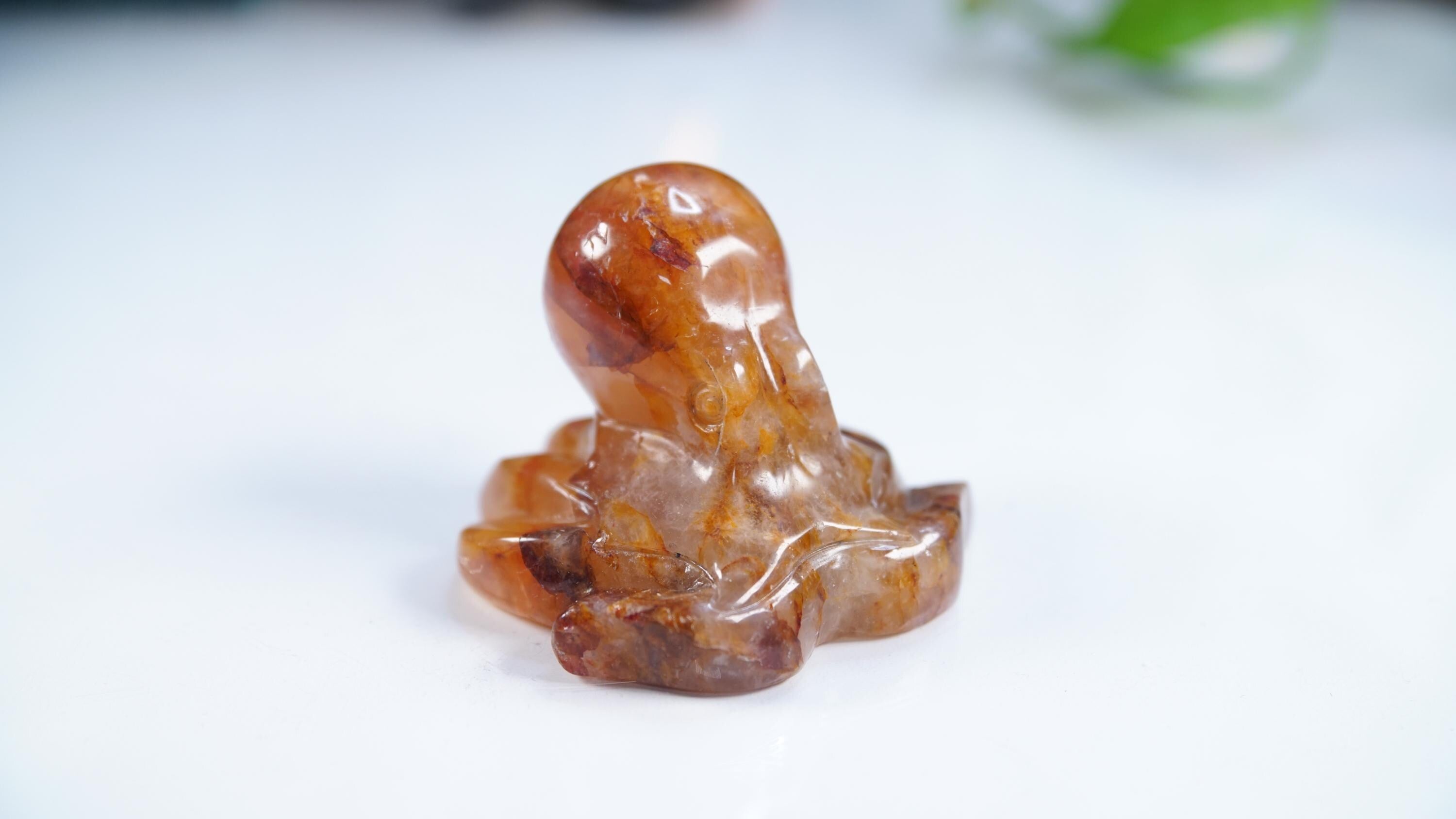 Golden Healer Octopus Stone Carving Sculpture Healing Altar Reiki Feng Shui Altar