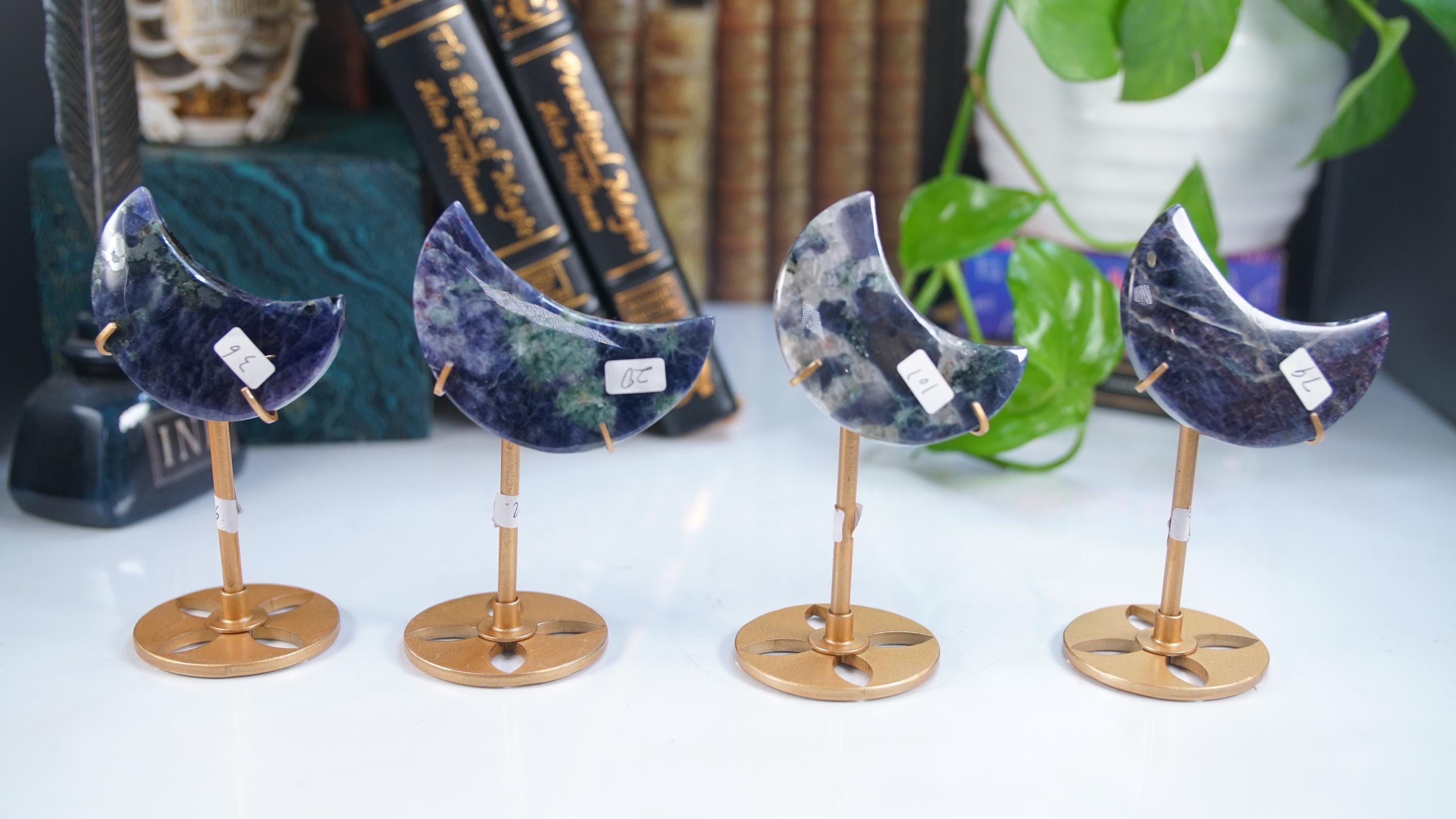 Iolite Quartz Moon With Stand | High Quality Crystal | US Seller