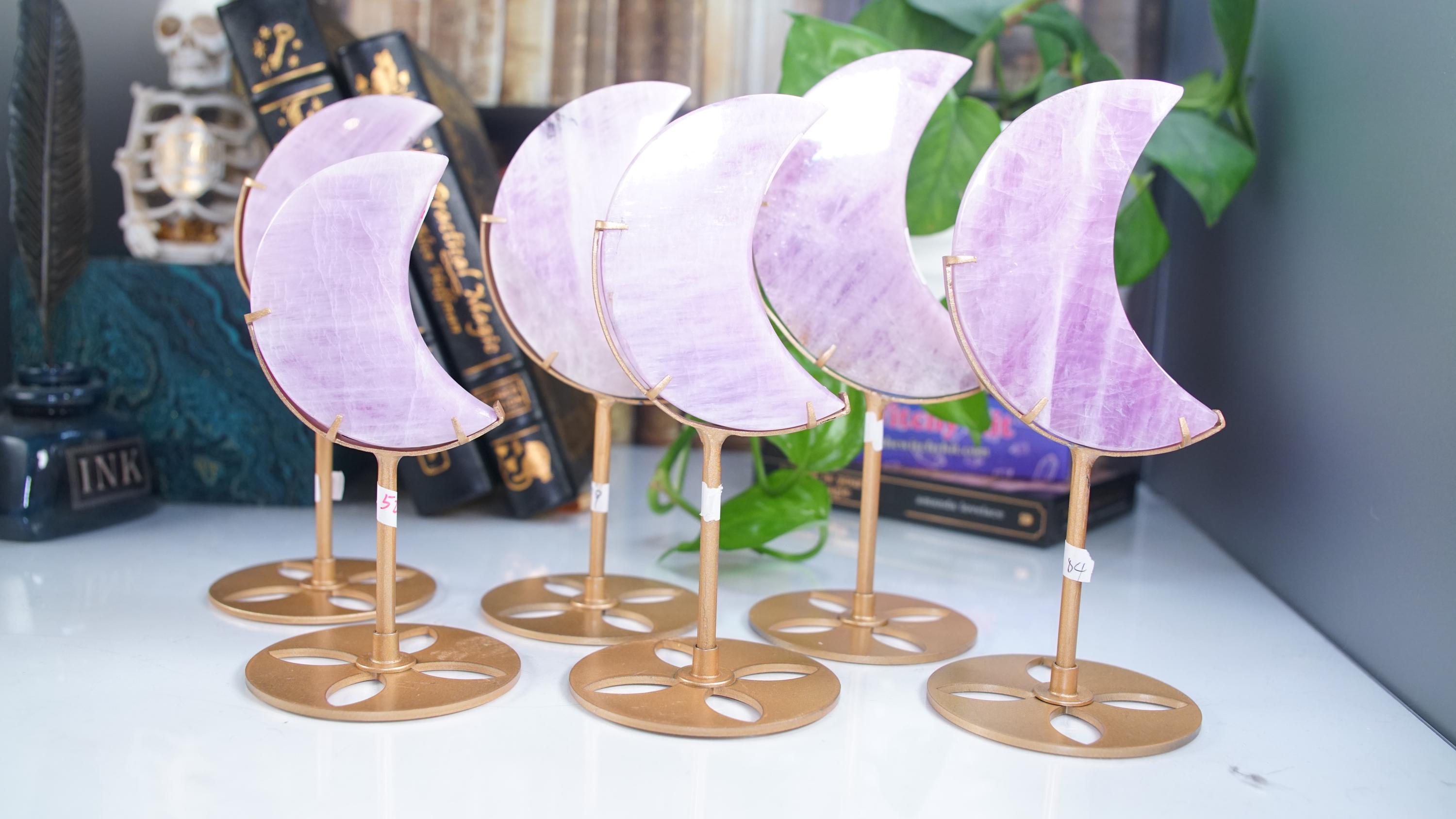 Pink Kunzite Moon With Stand | High Quality Crystal | US Seller