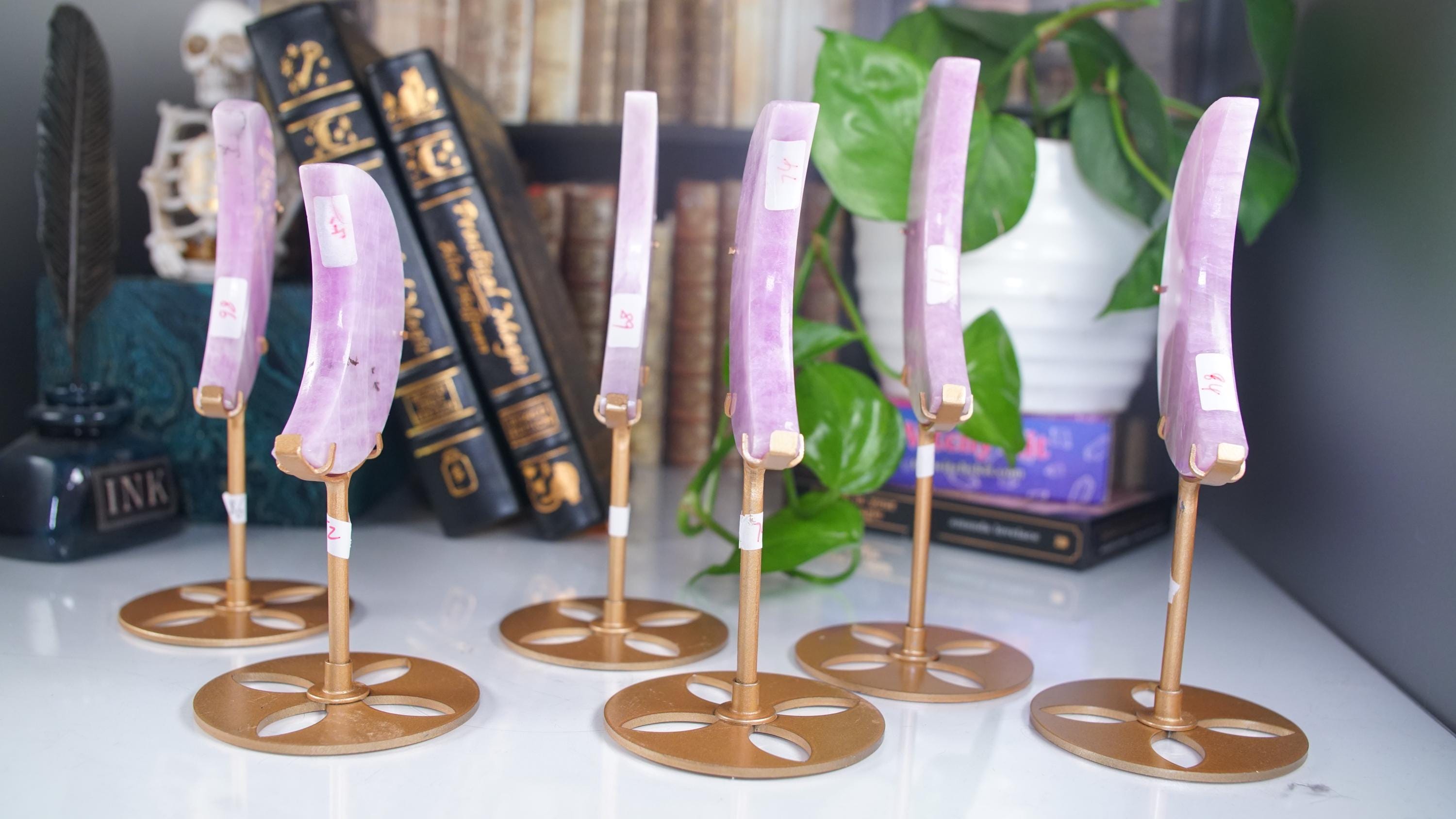 Pink Kunzite Moon With Stand | High Quality Crystal | US Seller