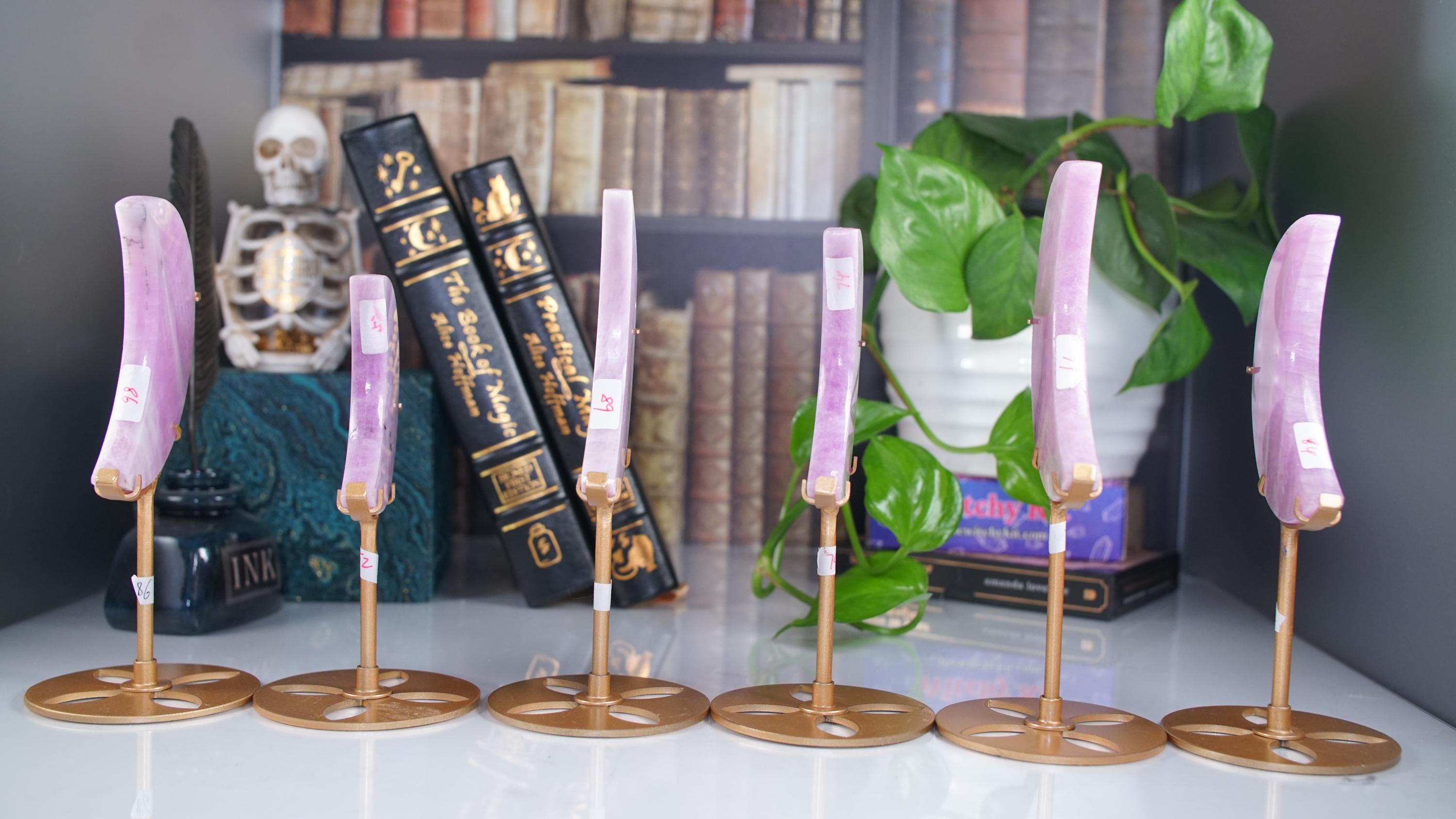Pink Kunzite Moon With Stand | High Quality Crystal | US Seller