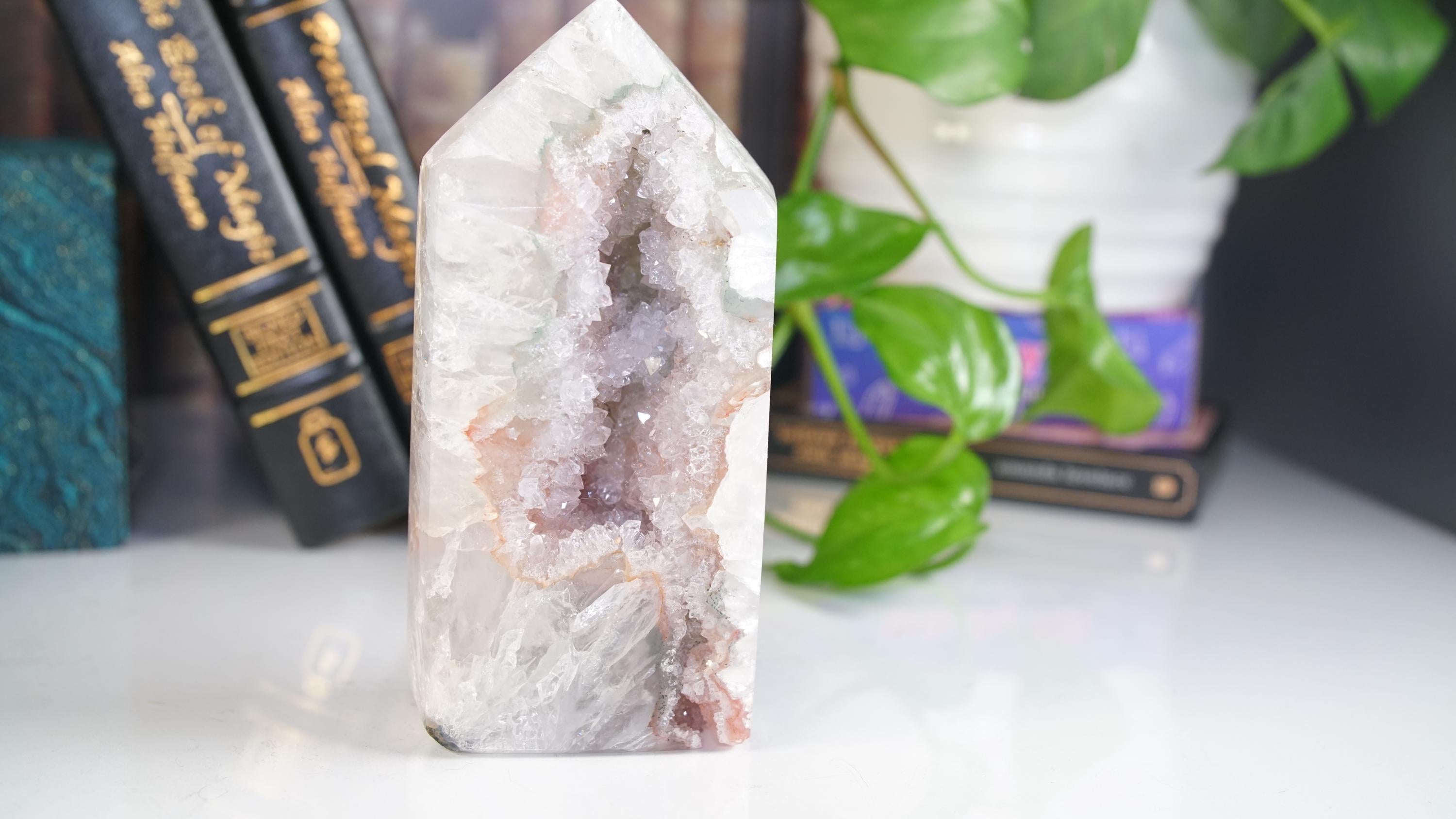 Sugar Druzy Agate Amethyst Large Tower | Quartz Stone Stunning Statement Piece Home Decor High Quality