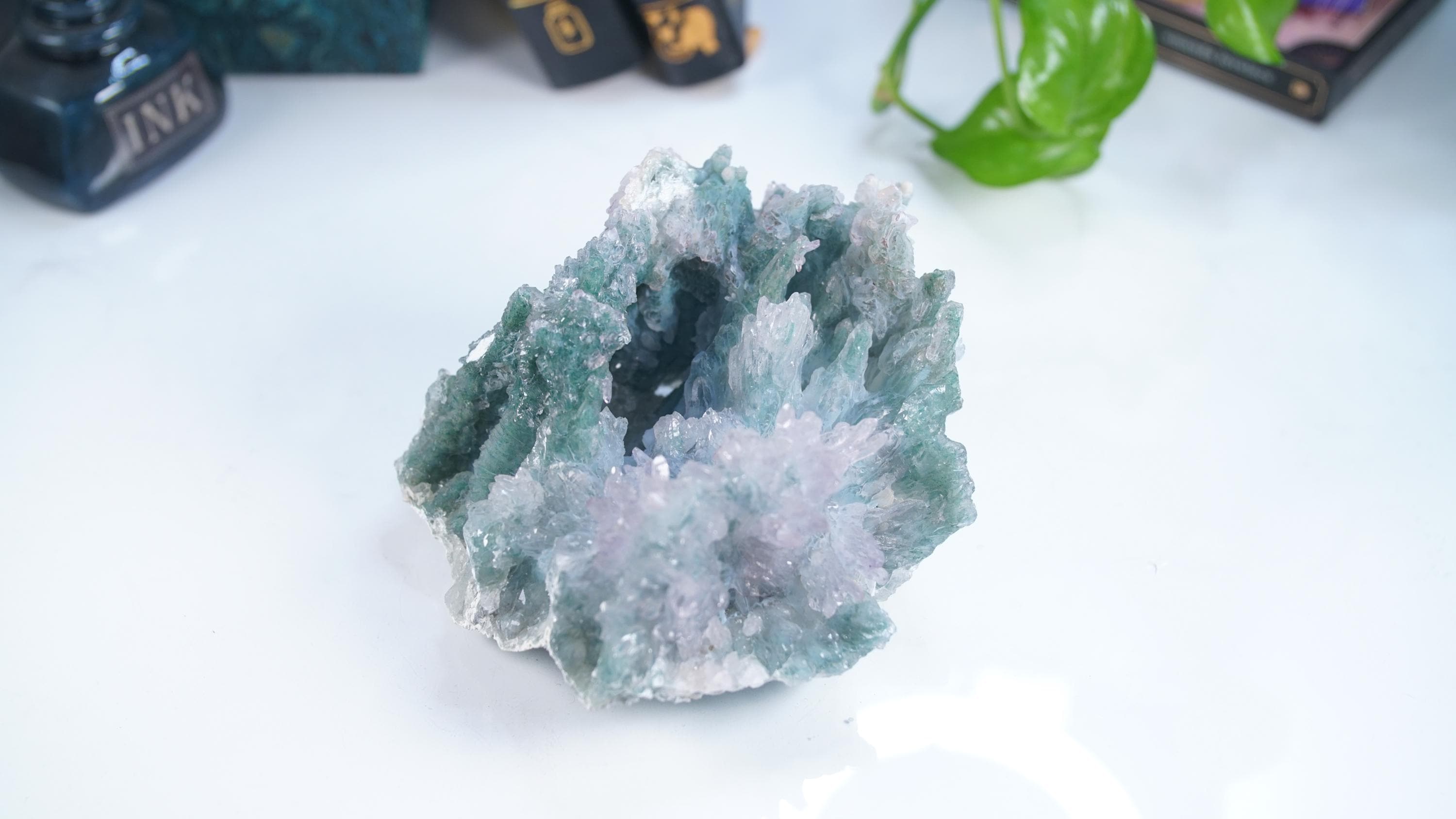 Amethyst Flower Cluster Crystal With Stand, Energy Healing Amethyst, Reiki Crystal Feng Shui Altar Home Decor Office