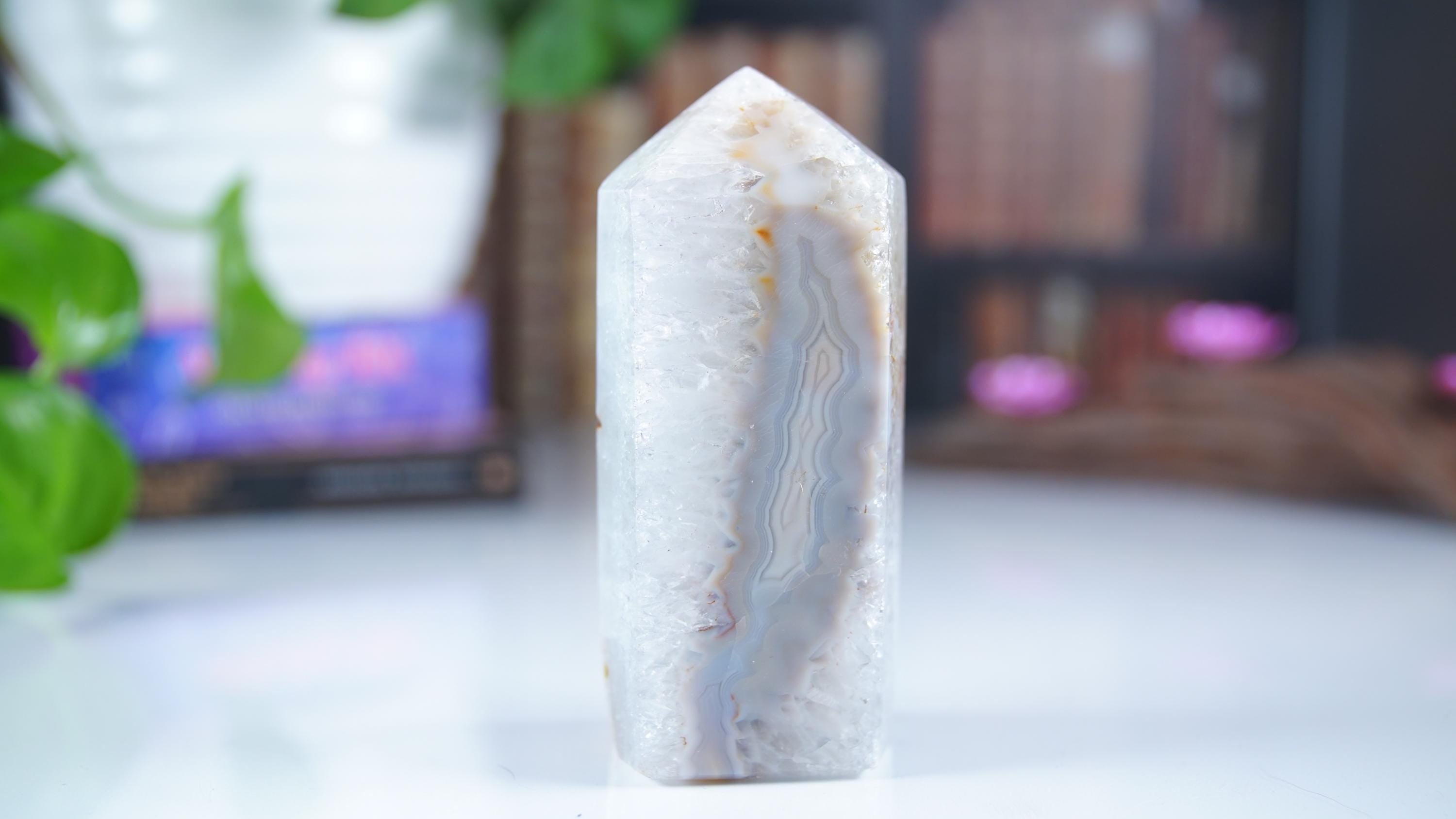 DRUZY Agate Large Tower Banded Agate Amethyst Stone Stunning Statement Piece Home Decor High Quality Large Crystal Reiki Energy Calm Balance