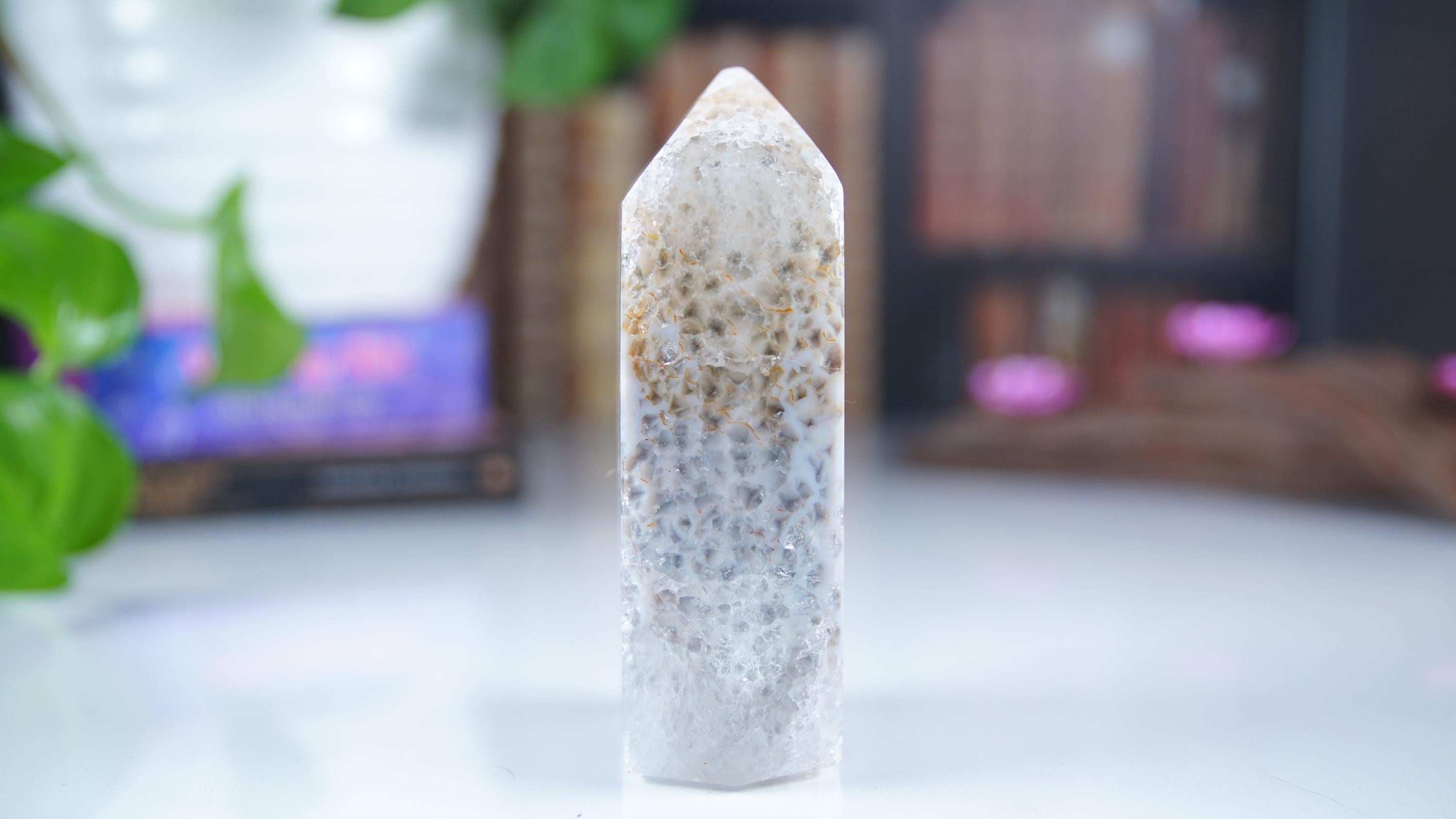 DRUZY Agate Large Tower Banded Agate Amethyst Stone Stunning Statement Piece Home Decor High Quality Large Crystal Reiki Energy Calm Balance
