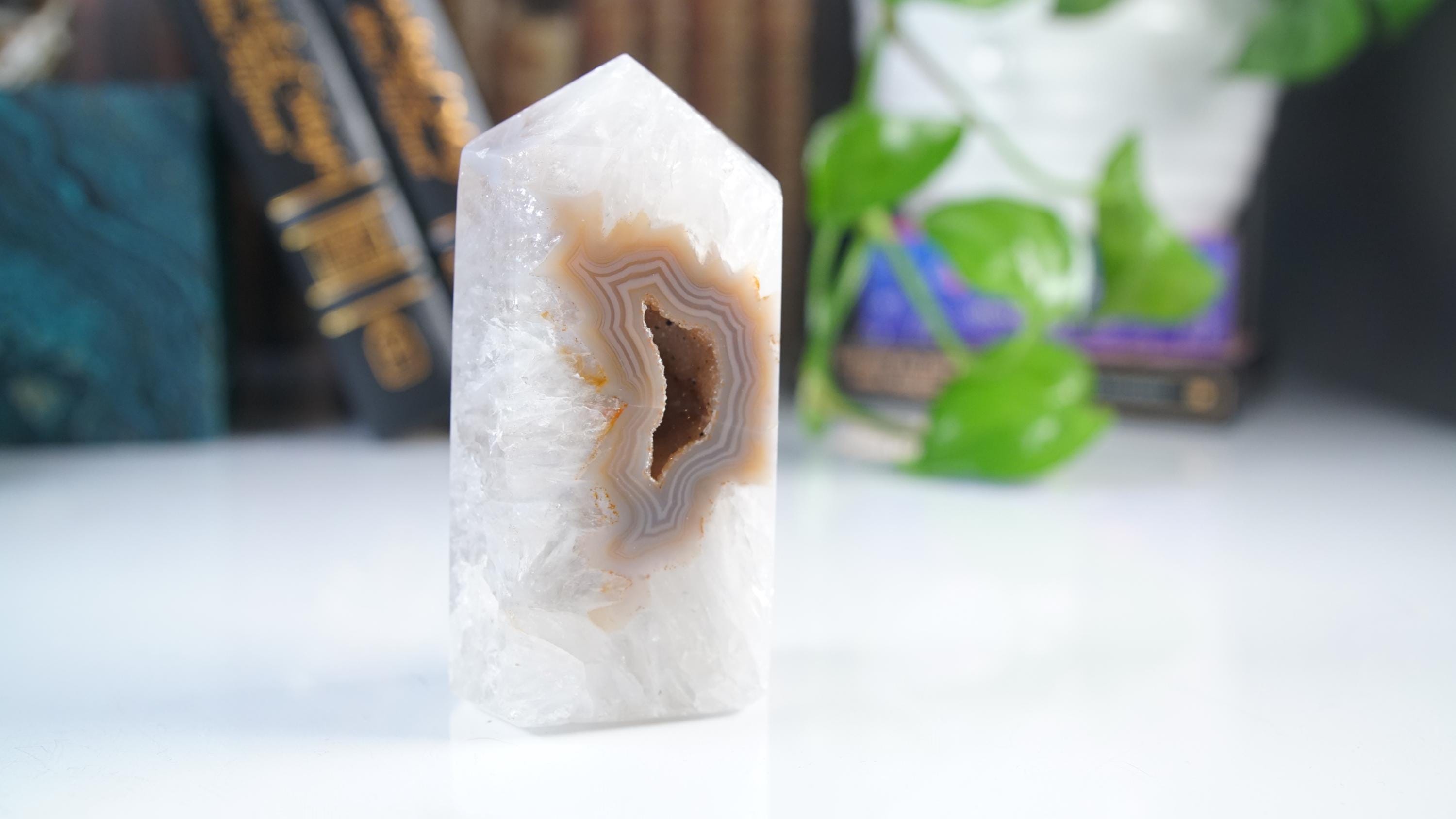 DRUZY Agate Large Tower | Quartz Stone Stunning Statement Piece Home Decor High Quality Large Crystal Reiki Energy Calm Balance