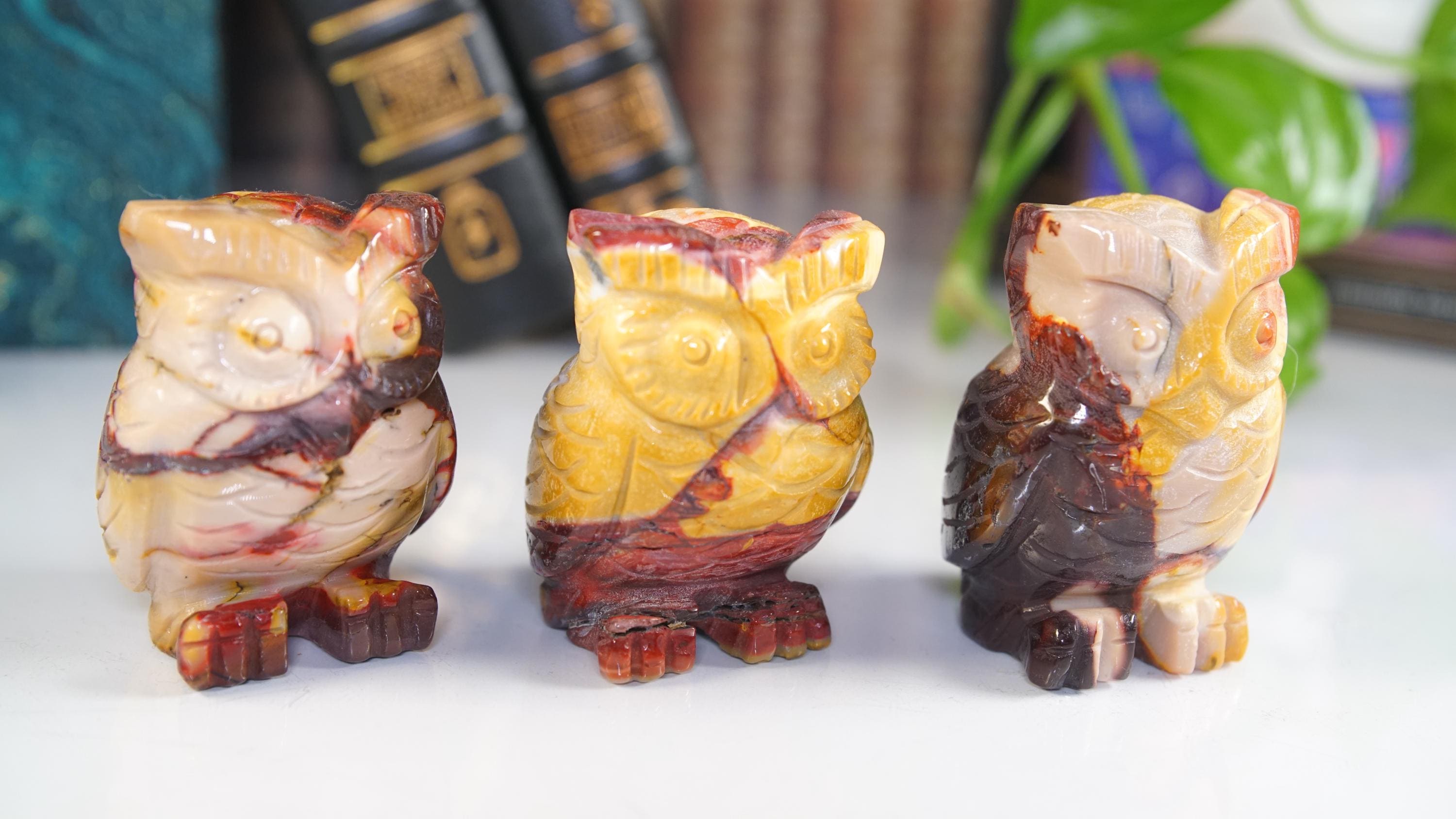 Gorgeous Colorful Mookaite 3" Owl Carvings Jasper
