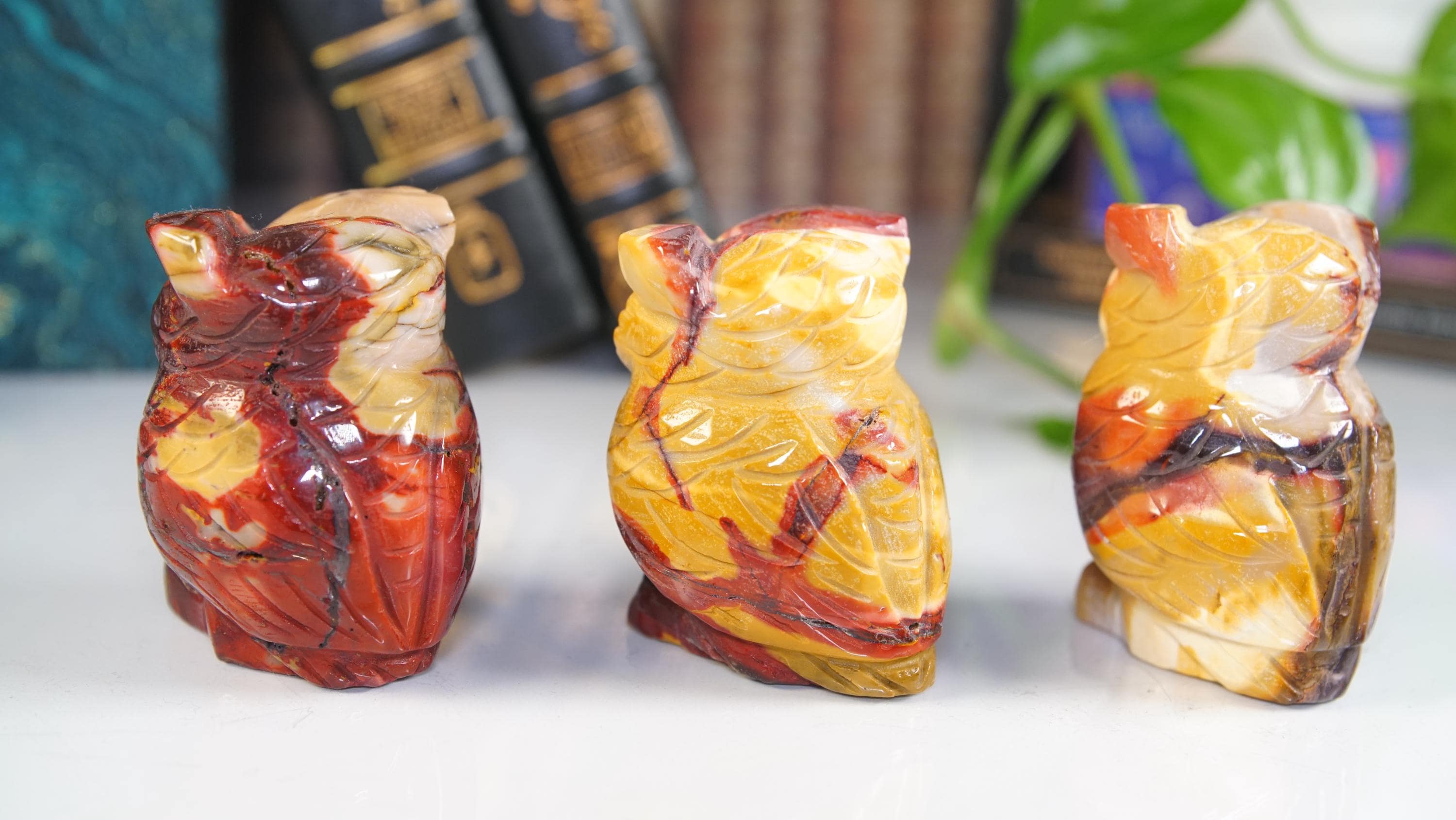 Gorgeous Colorful Mookaite 3" Owl Carvings Jasper