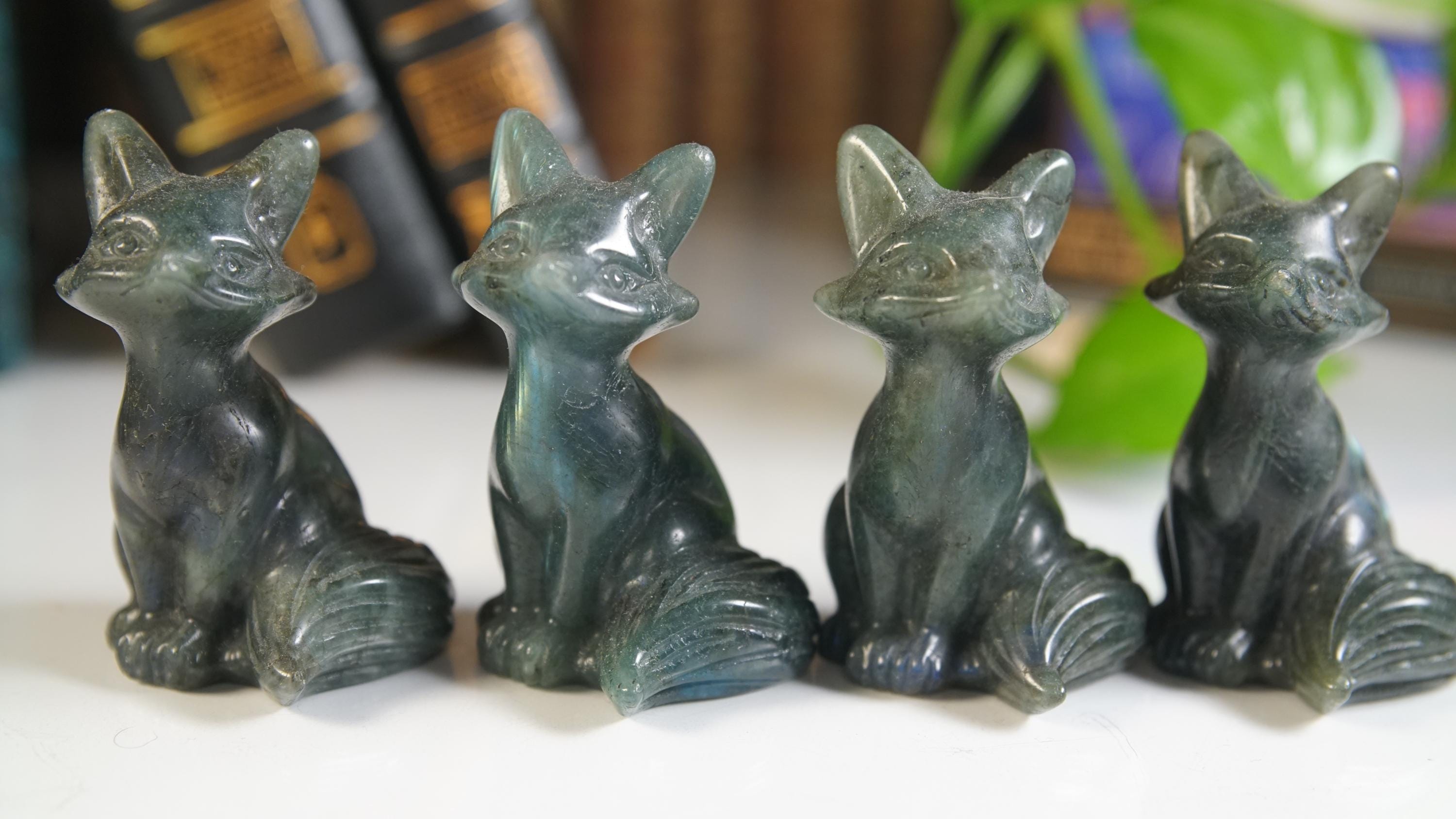 Labradorite Fox Carving | Crystal Chakra Healing Reiki Stone | Perfect for Meditation Feng Shui