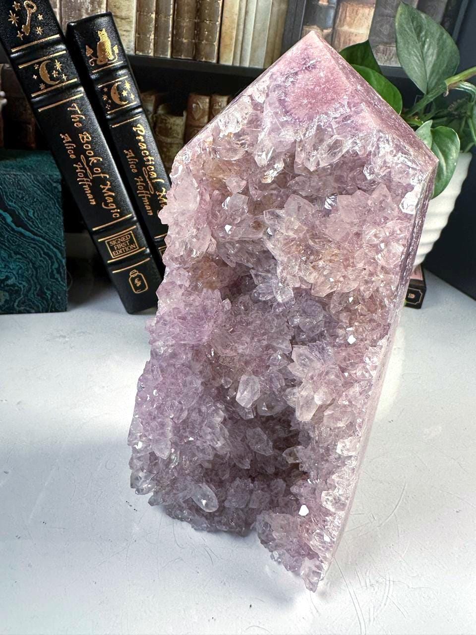 XL Druzy Pink Amethyst Jasper Agate Crystal Tower, Healing Tower, Crystal Tower, Chakra Healing, Reiki Healing Altar Calm Trust Grace