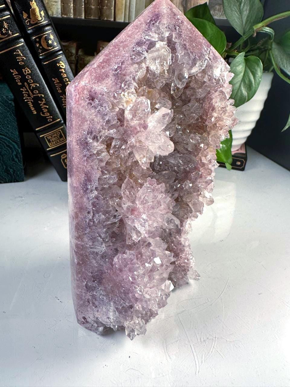 XL Druzy Pink Amethyst Jasper Agate Crystal Tower, Healing Tower, Crystal Tower, Chakra Healing, Reiki Healing Altar Calm Trust Grace