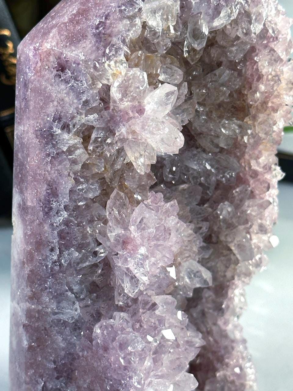 XL Druzy Pink Amethyst Jasper Agate Crystal Tower, Healing Tower, Crystal Tower, Chakra Healing, Reiki Healing Altar Calm Trust Grace