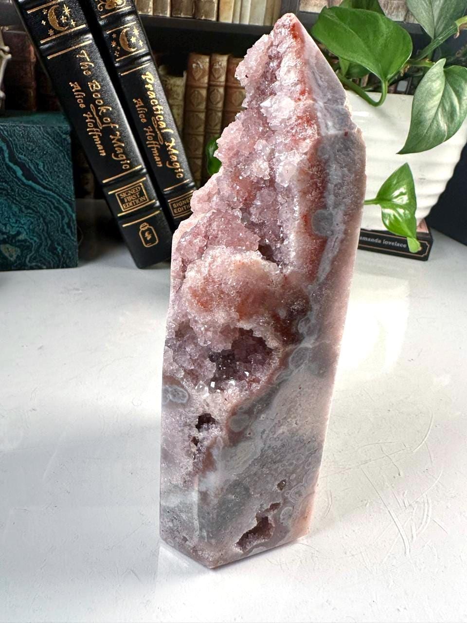 Druzy Pink Amethyst Jasper Agate Crystal Tower | US Seller | Chakra Healing, Reiki Healing Altar Calm Trust Grace