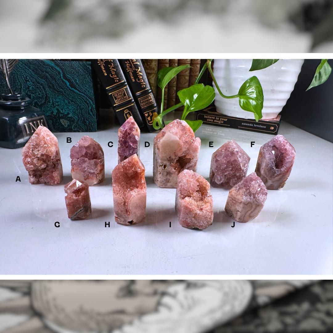 Druzy Pink Amethyst Jasper Agate Crystal Tower | US Seller | Chakra Healing, Reiki Healing Altar Calm Trust Grace