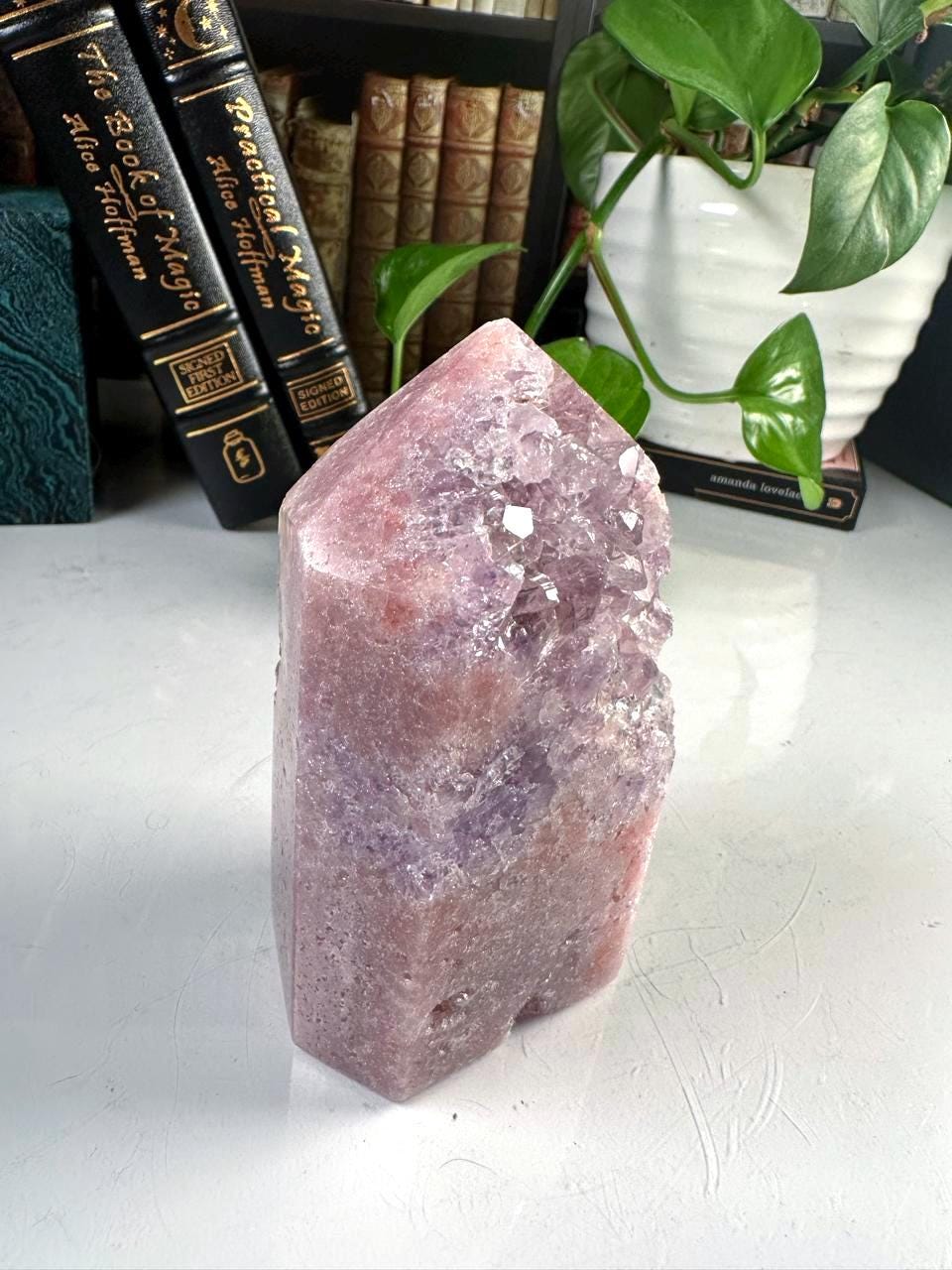 Druzy Pink Amethyst Jasper Agate Crystal Tower | US Seller | Chakra Healing, Reiki Healing Altar Calm Trust Grace