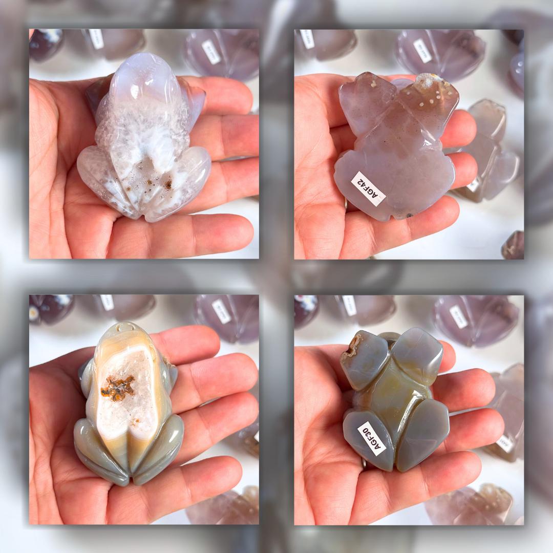 Druzy Agate Frog Crystal Carving | Geode Statement Piece | US Seller
