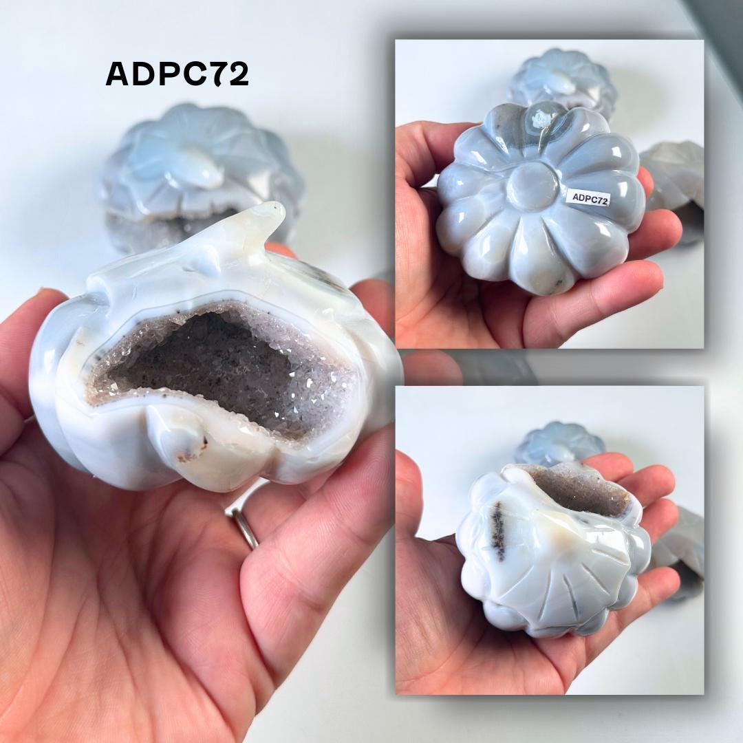 Druzy Agate Pumpkin Crystal Carving | Geode Statement Piece | US Seller