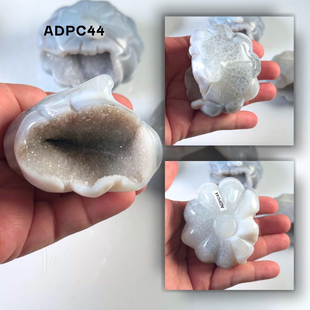 Druzy Agate Pumpkin Crystal Carving | Geode Statement Piece | US Seller